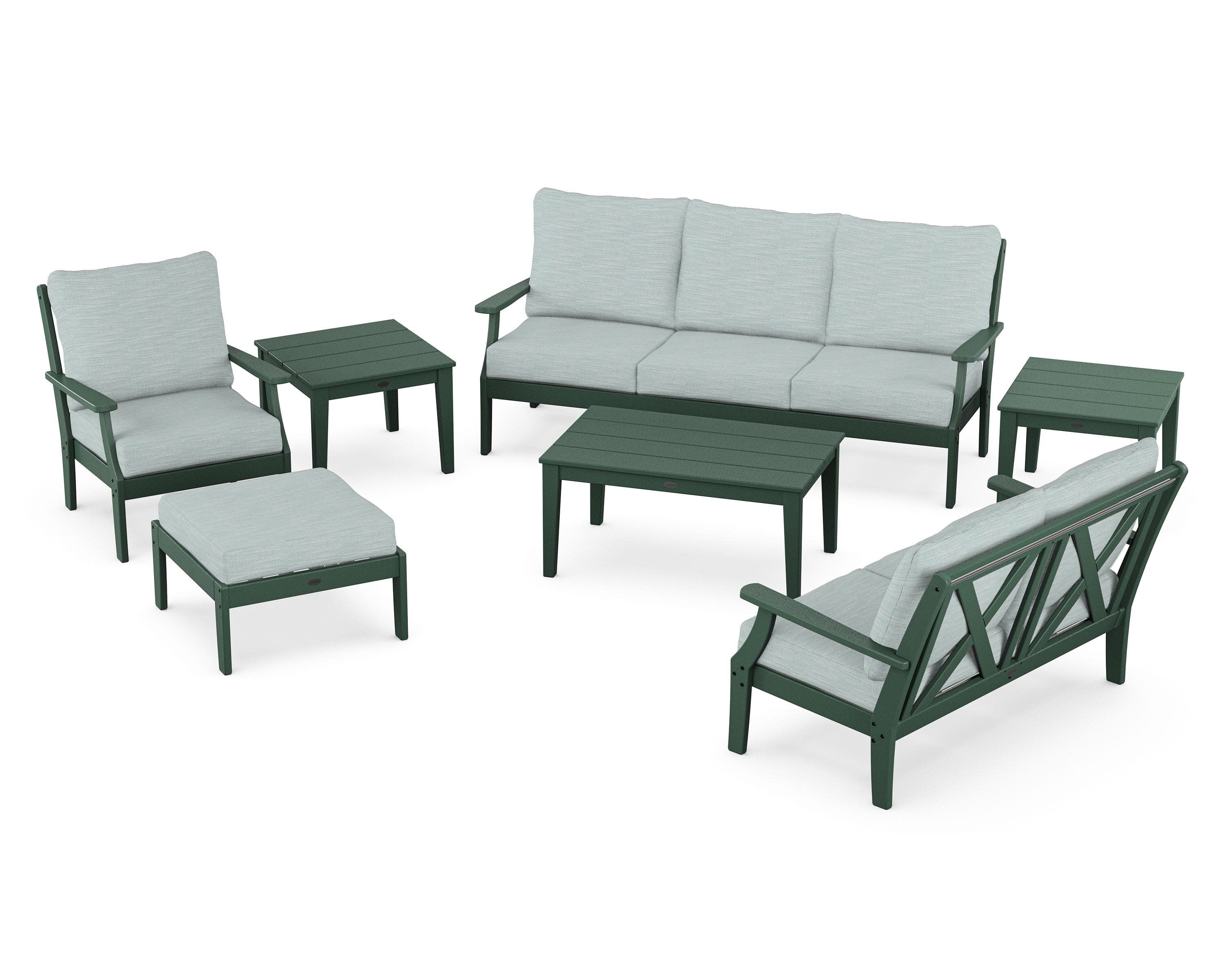 Braxton 7-Piece Deep Seating Set in Green / Soothe Mist
