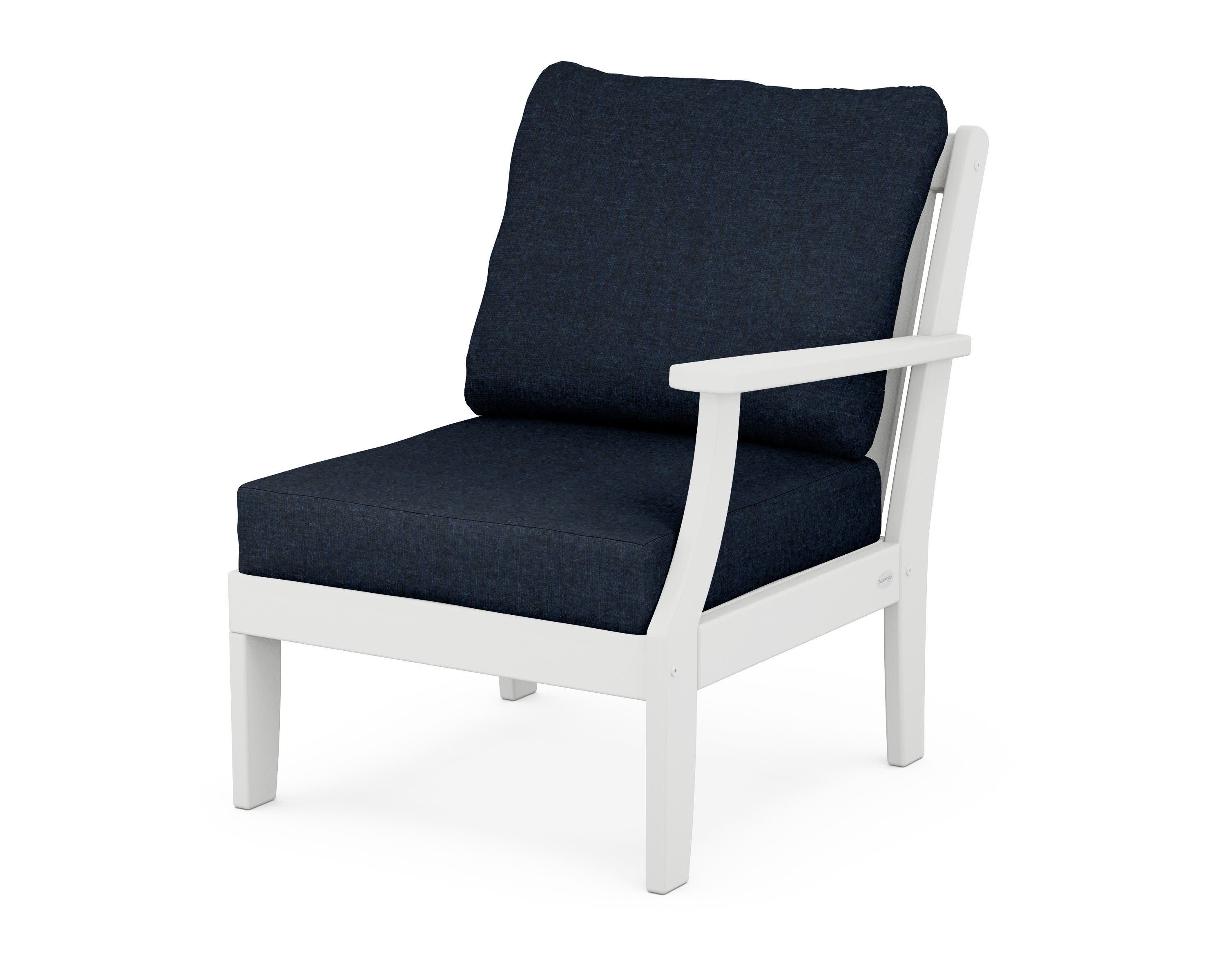Braxton Modular Right Arm Chair in White / Marine Indigo