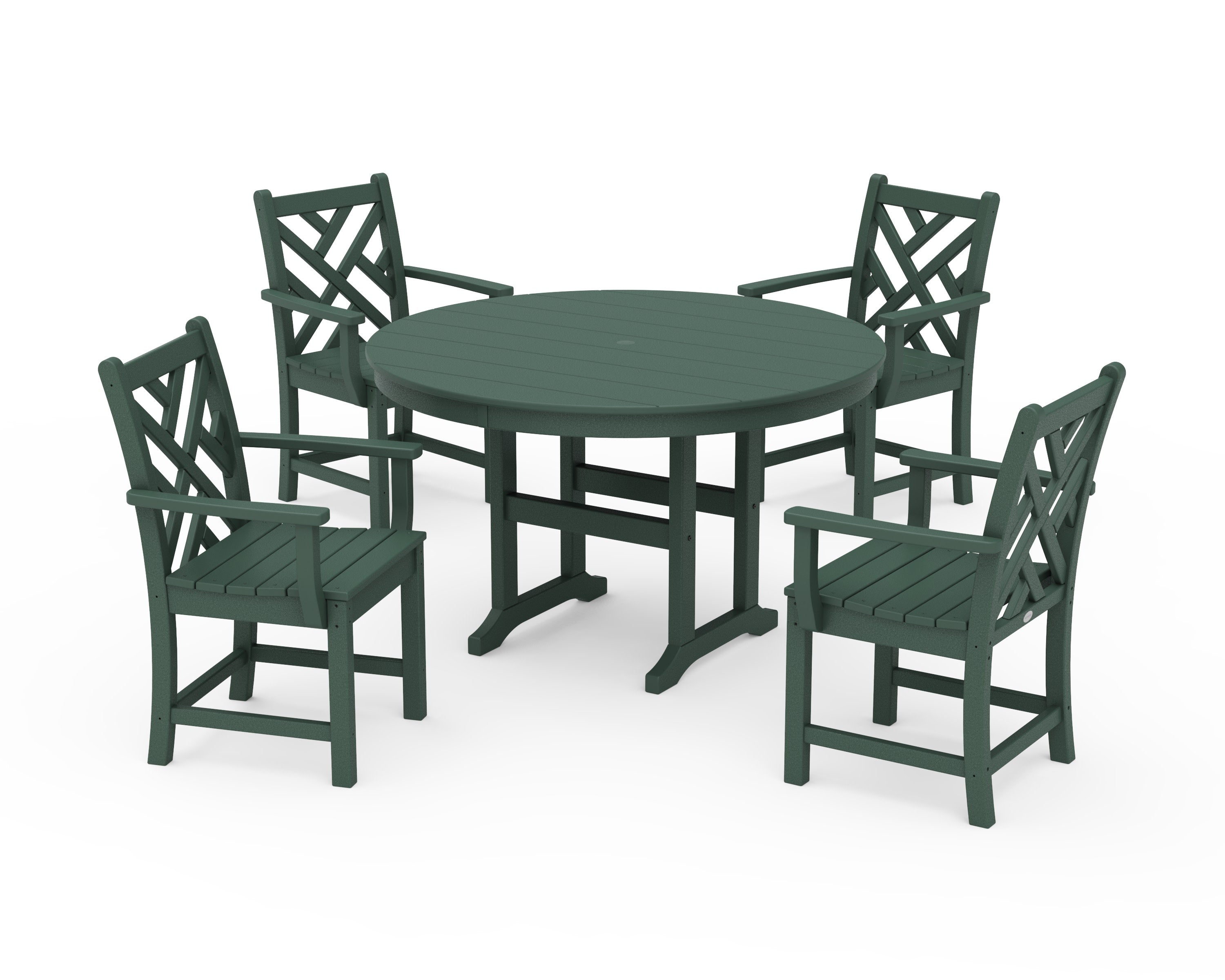 Chippendale 5-Piece Round Farmhouse Dining Set in Green