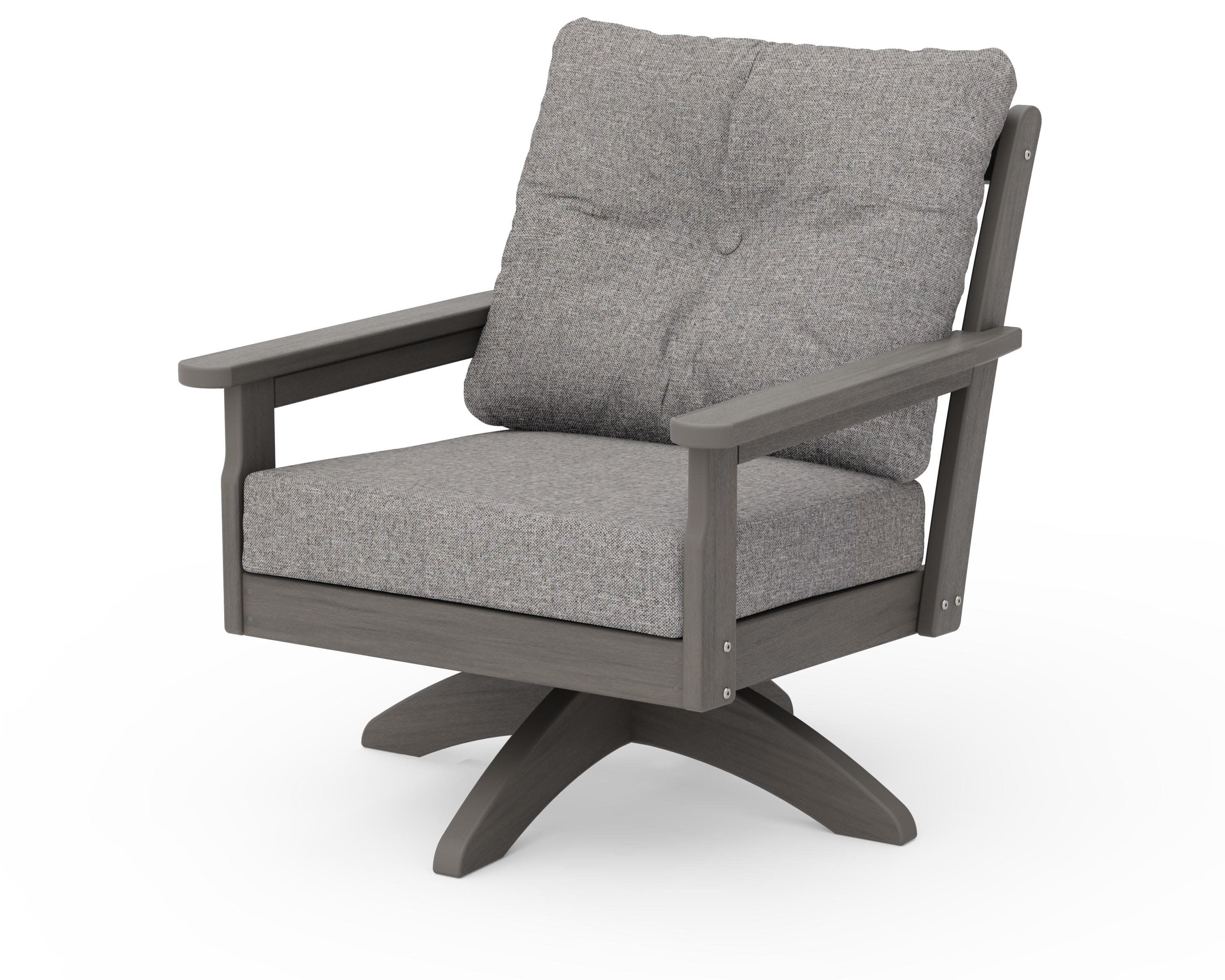 Vineyard Deep Seating Swivel Chair in Driftwood / Grey Mist