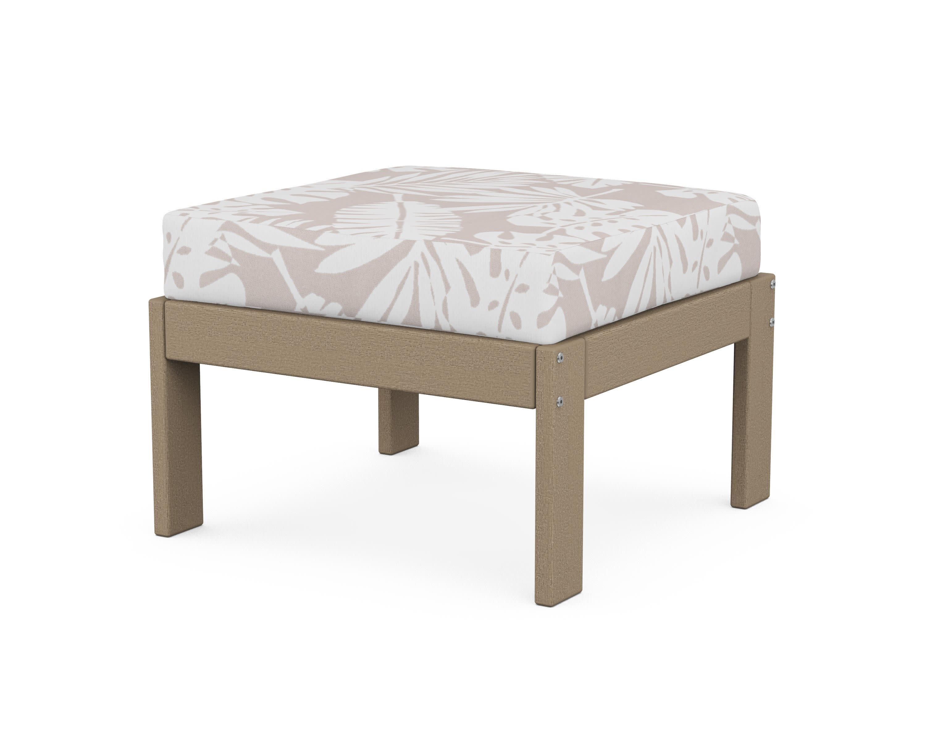 Vineyard Modular Ottoman in Vintage Sahara / Leaf Dune Burlap