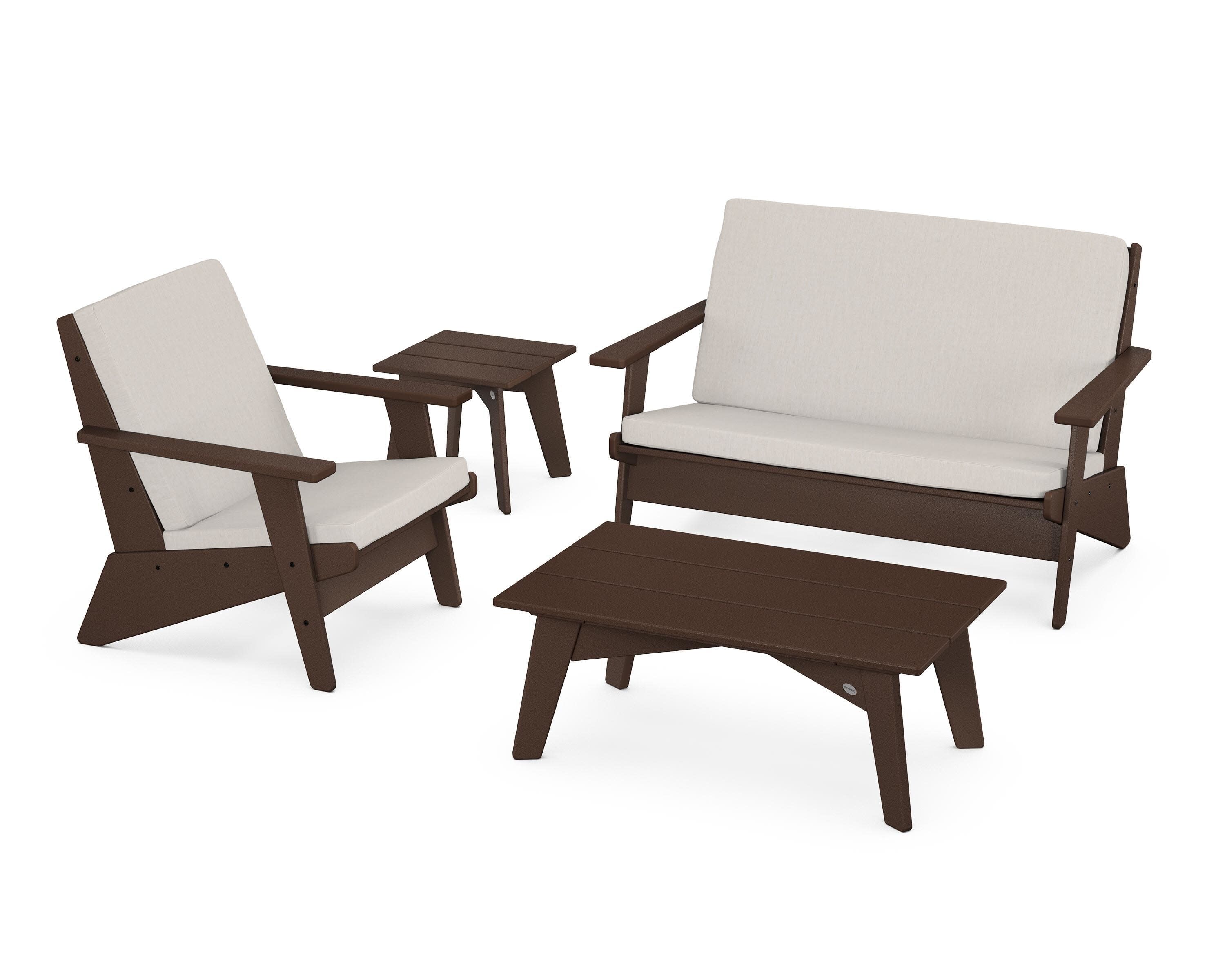 Riviera Modern Lounge 4-Piece Set in Mahogany / Cast Ash