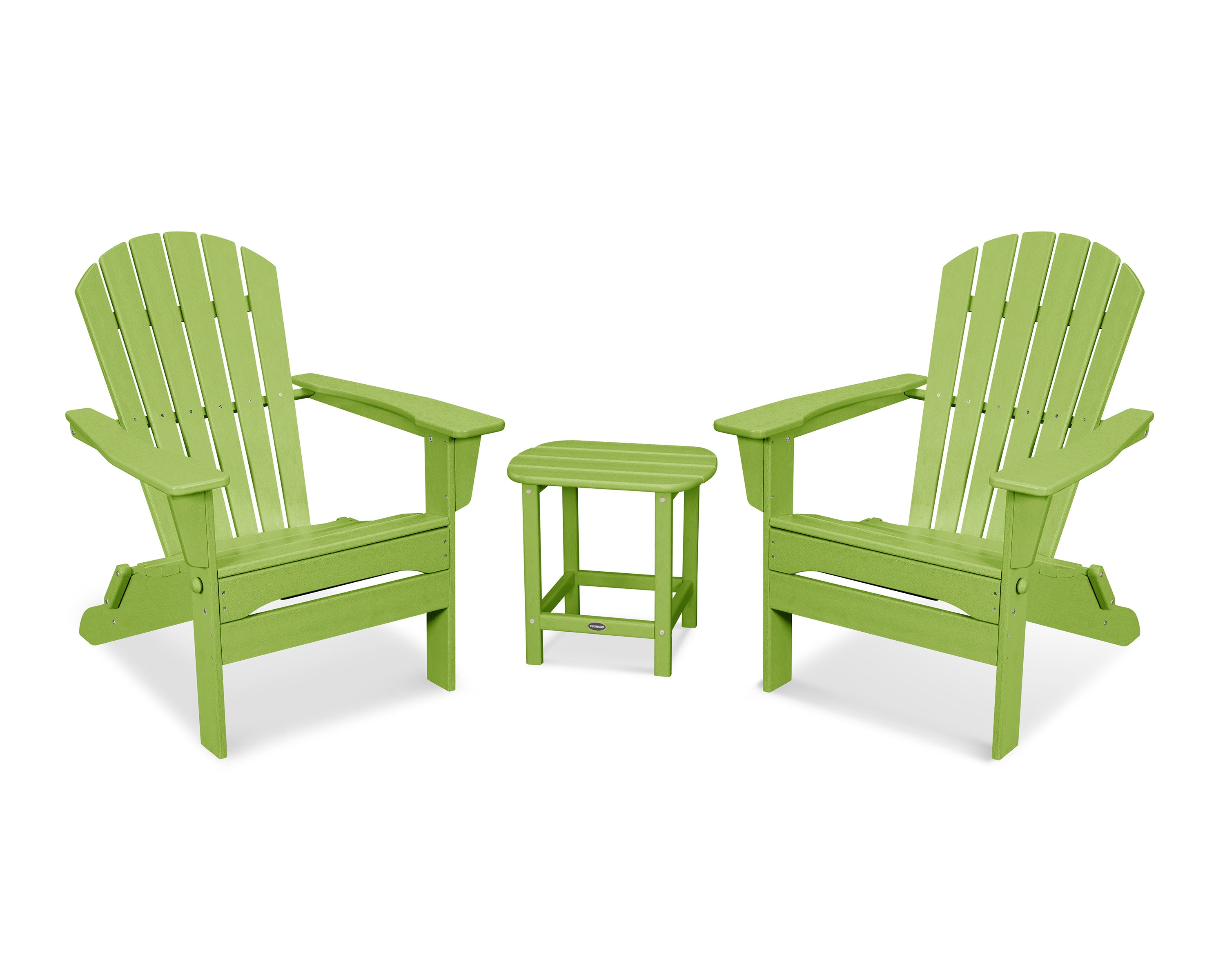 South Beach 3-Piece Folding Adirondack Set in Lime