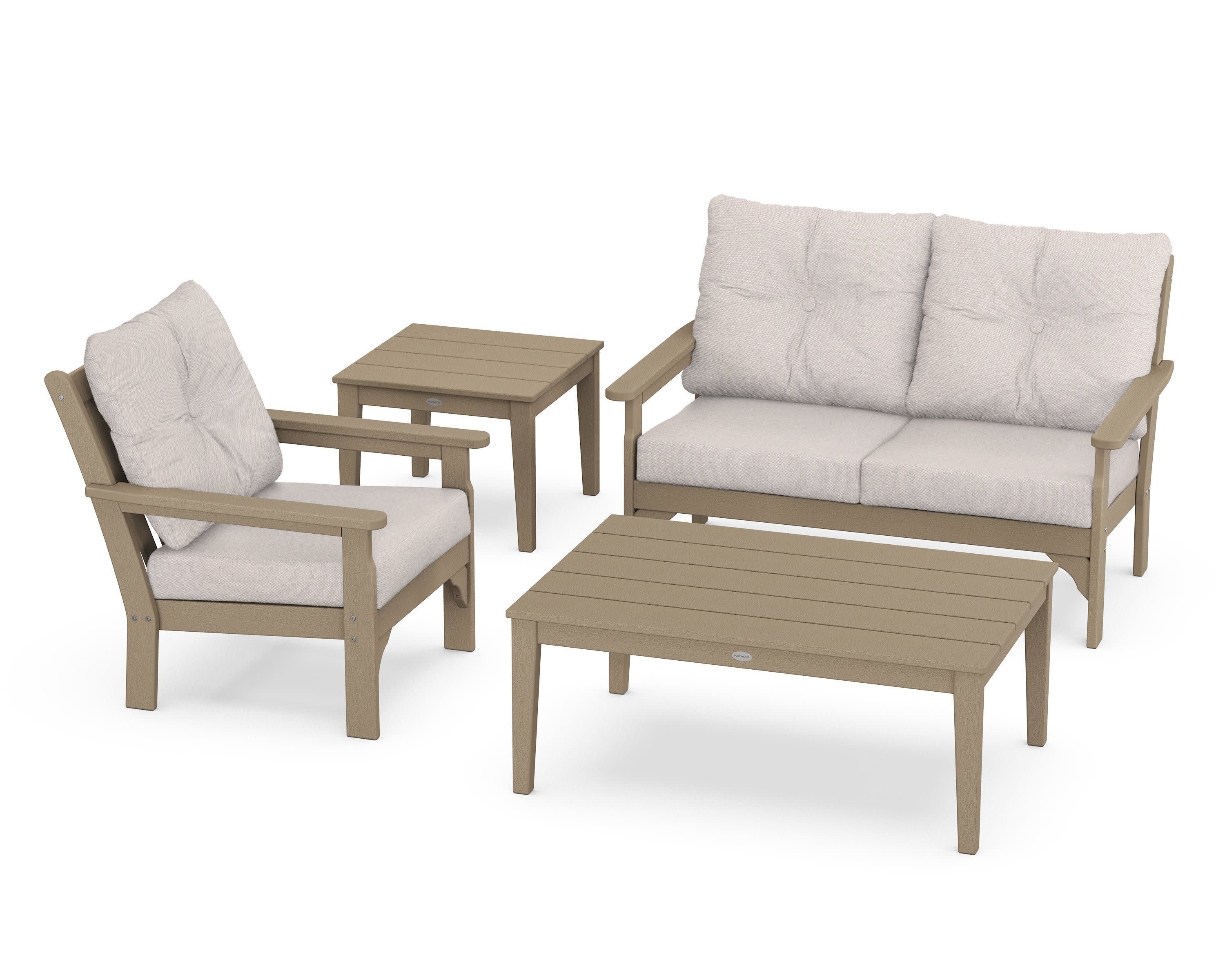 Vineyard 4-Piece Deep Seating Set in Vintage Sahara / Dune Burlap