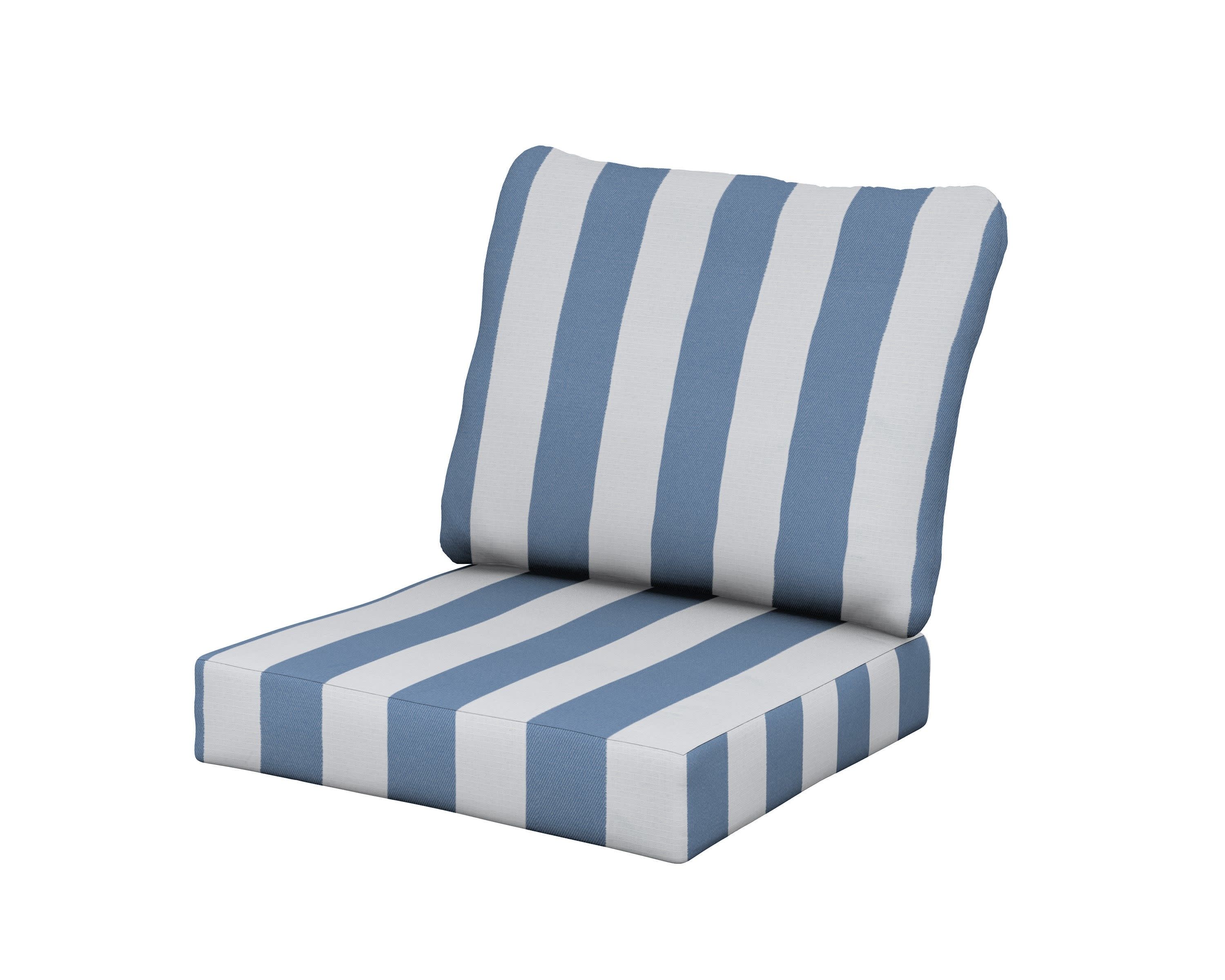 Baffle Seat/Back Cushion in Cabana Stripe Sky Blue