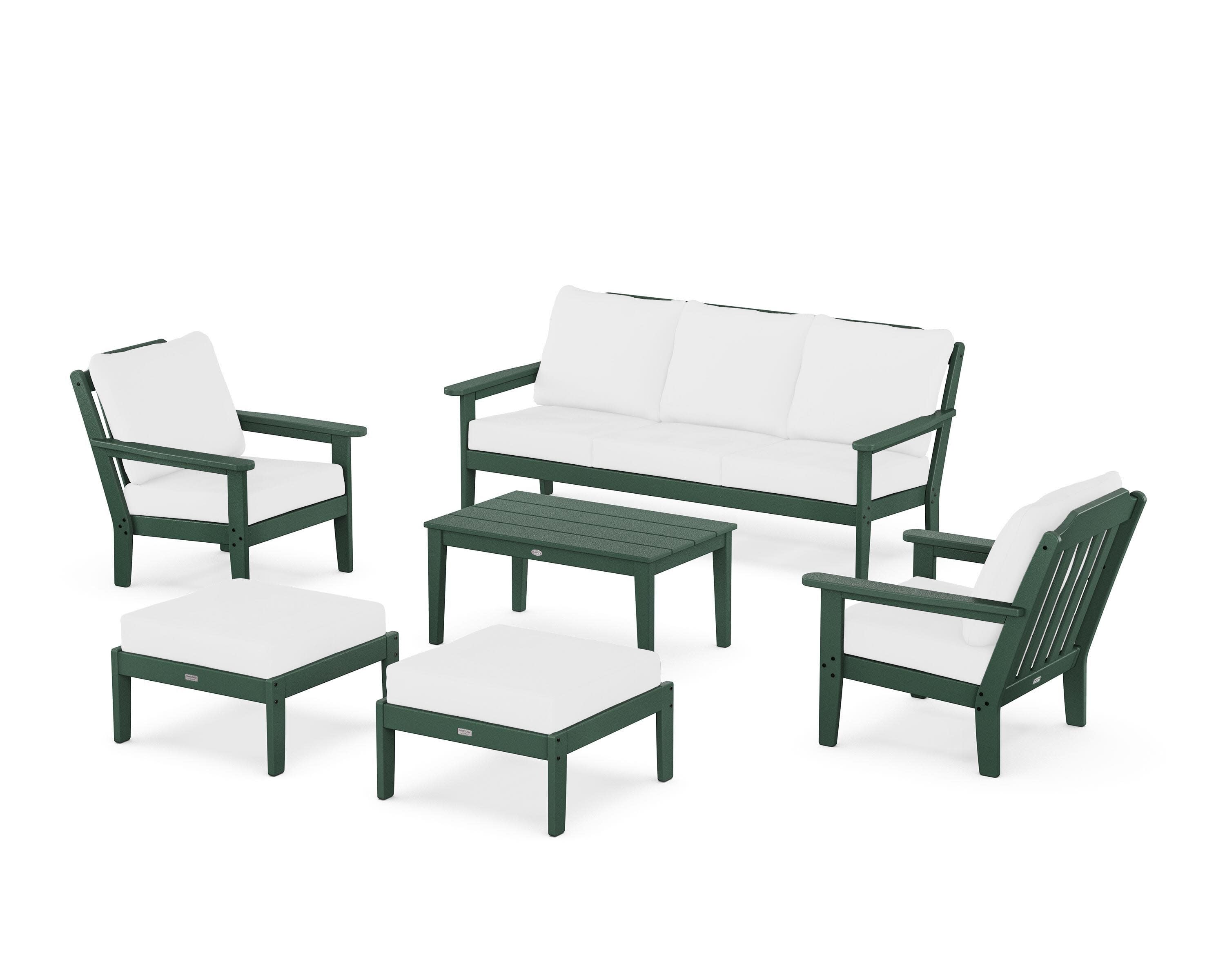 Cottage 6-Piece Lounge Sofa Set in Green / Natural