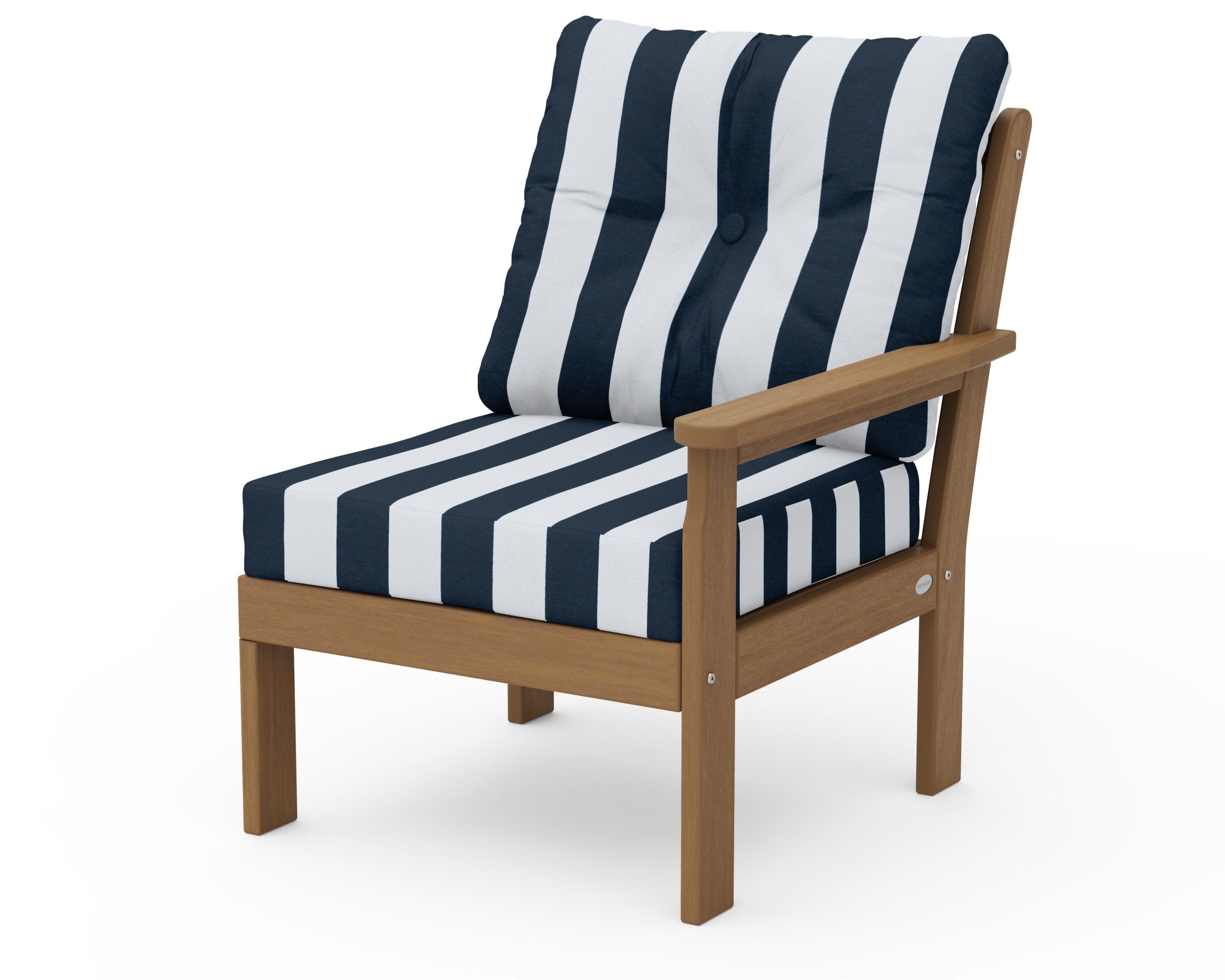 Vineyard Modular Right Arm Chair in Natural / Cabana Stripe Marine Indigo