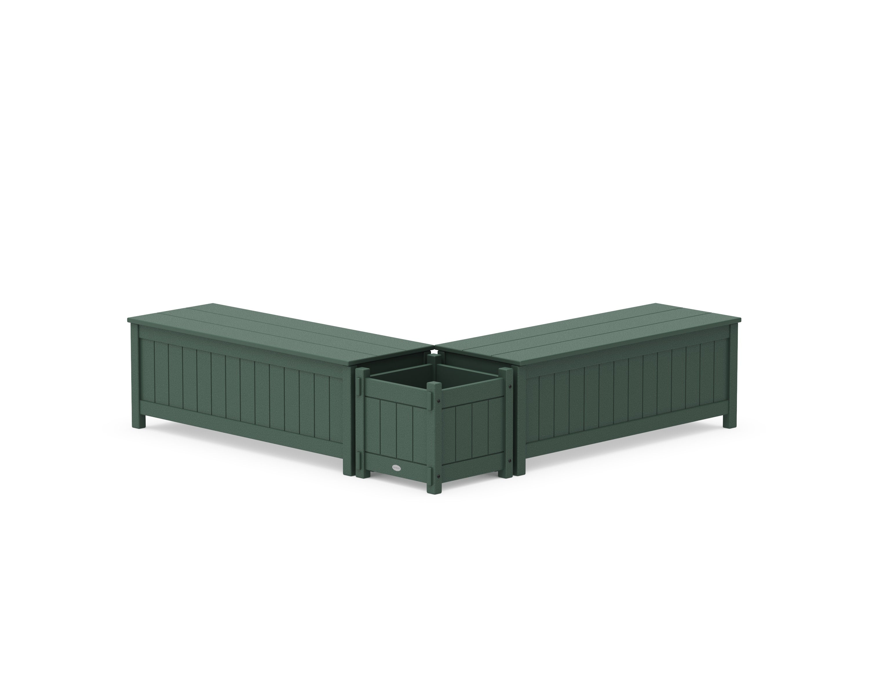 48" Vineyard L- Shaped Planter Storage Bench Set in Green