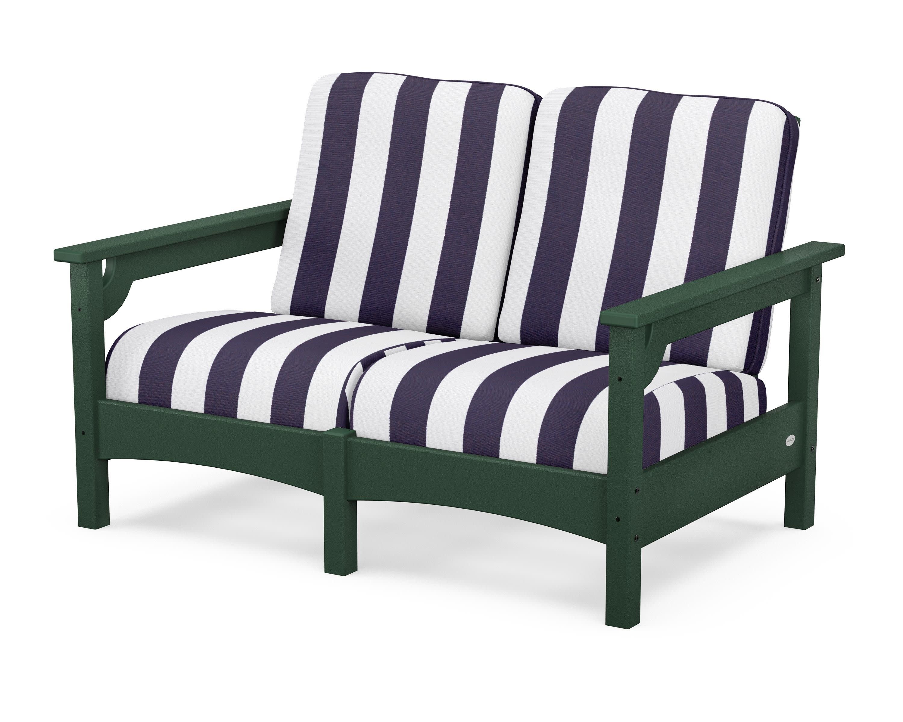 Club Loveseat in Green / Cabana Stripe Navy