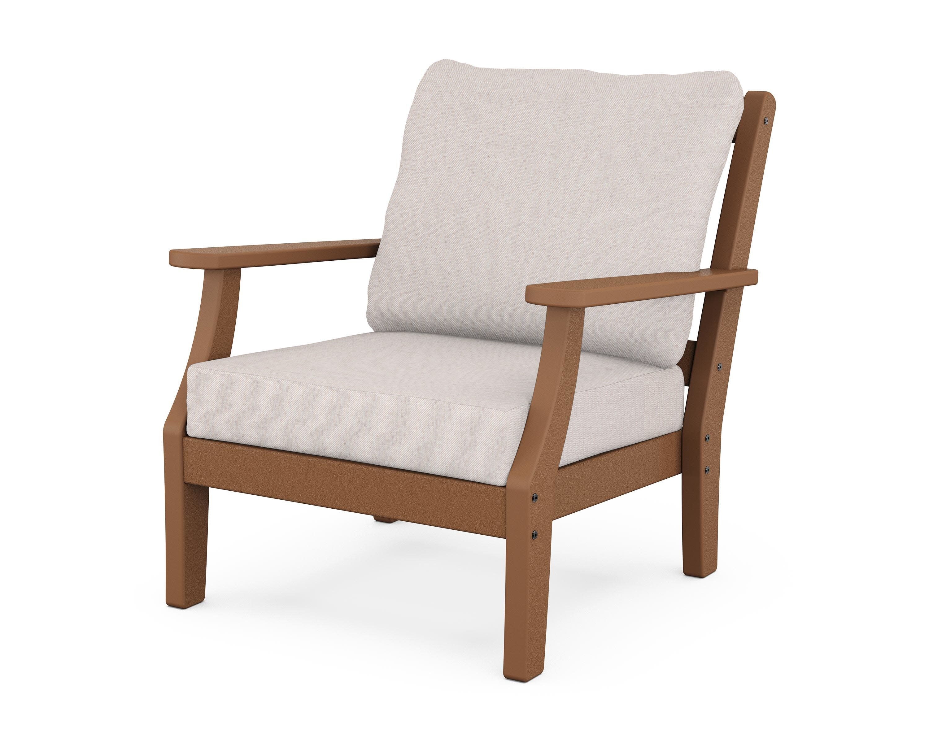 Chinoiserie Deep Seating Chair in Teak / Dune Burlap