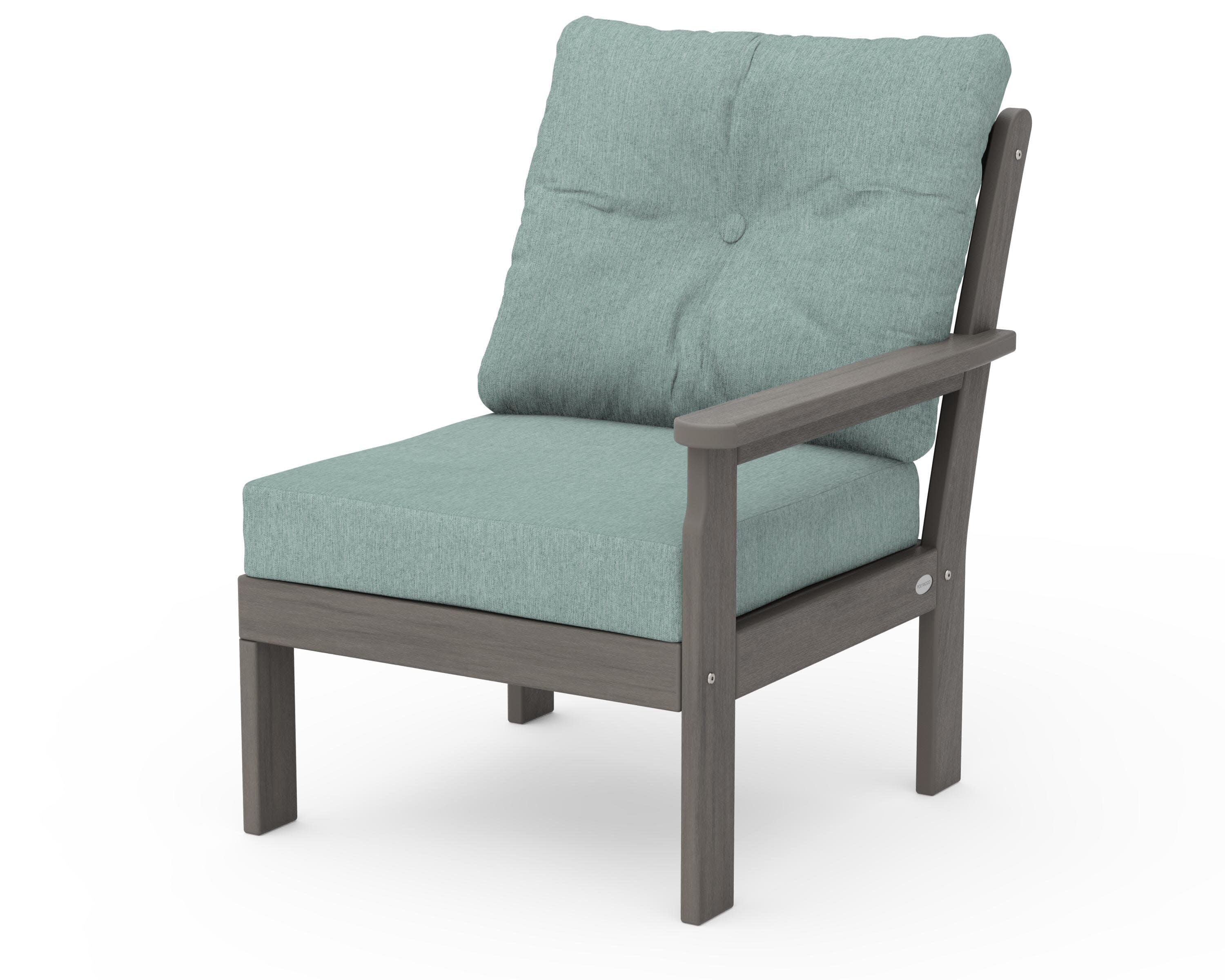 Vineyard Modular Right Arm Chair in Driftwood / Glacier Spa