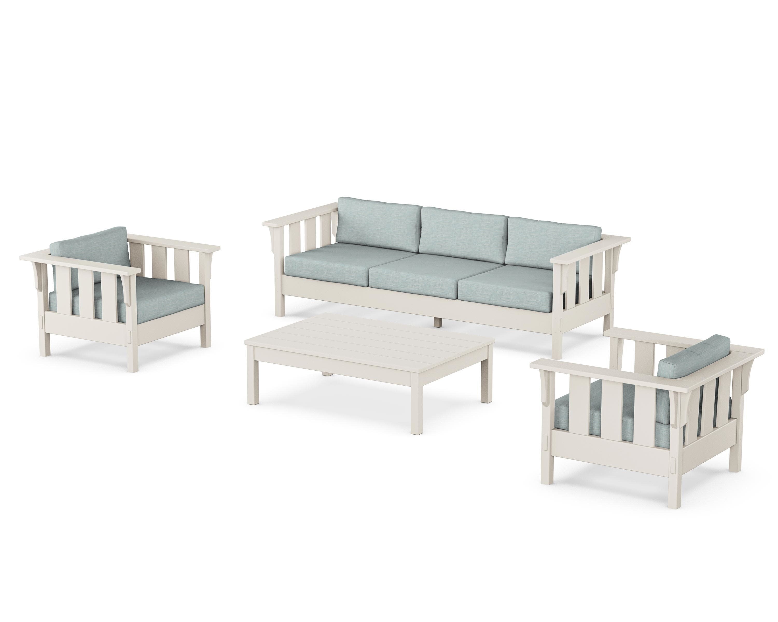 Acadia 4-Piece Deep Seating Set with Sofa in Sand / Soothe Mist