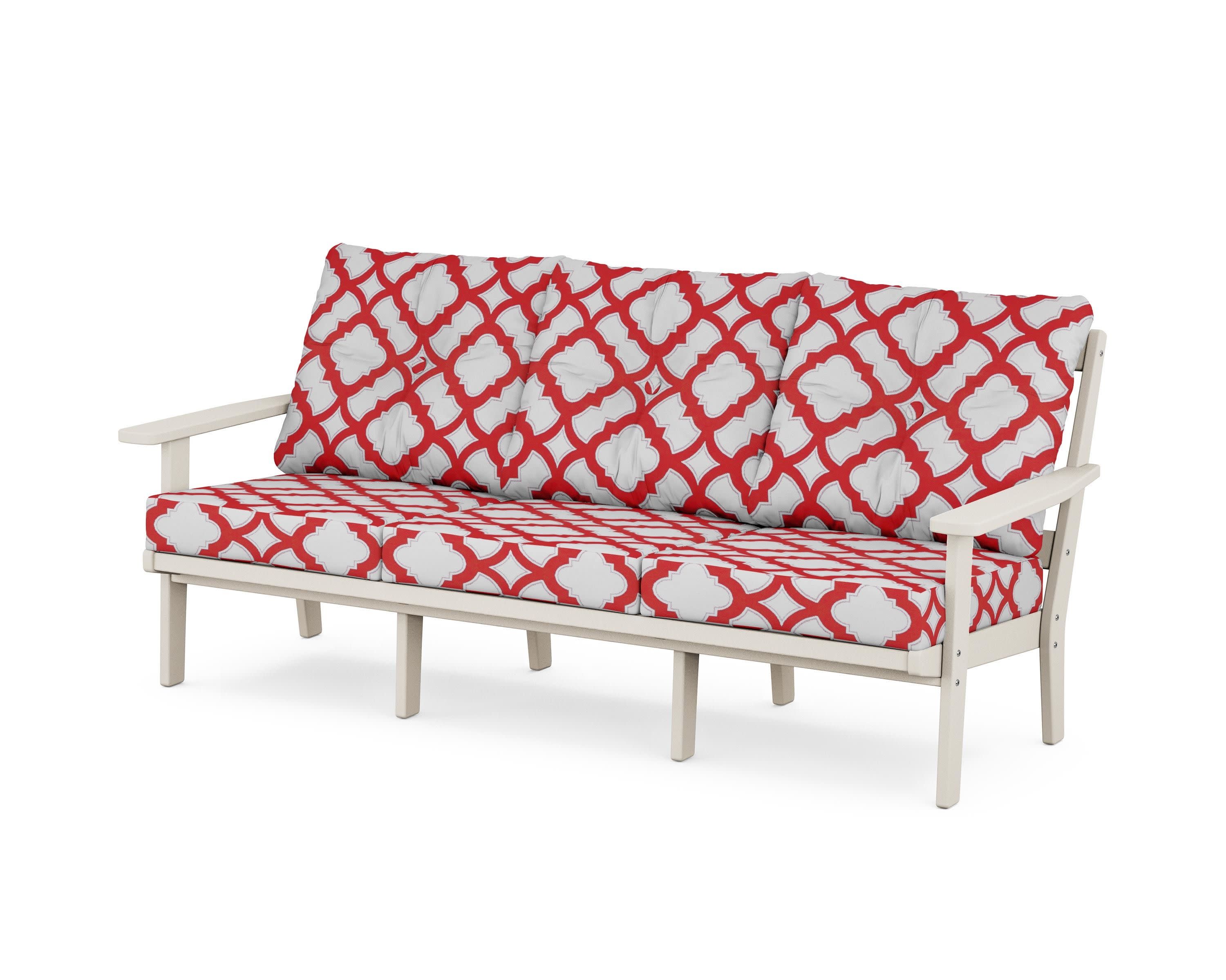 PrairieDeep Seating Sofa in Sand / Trellis Crimson