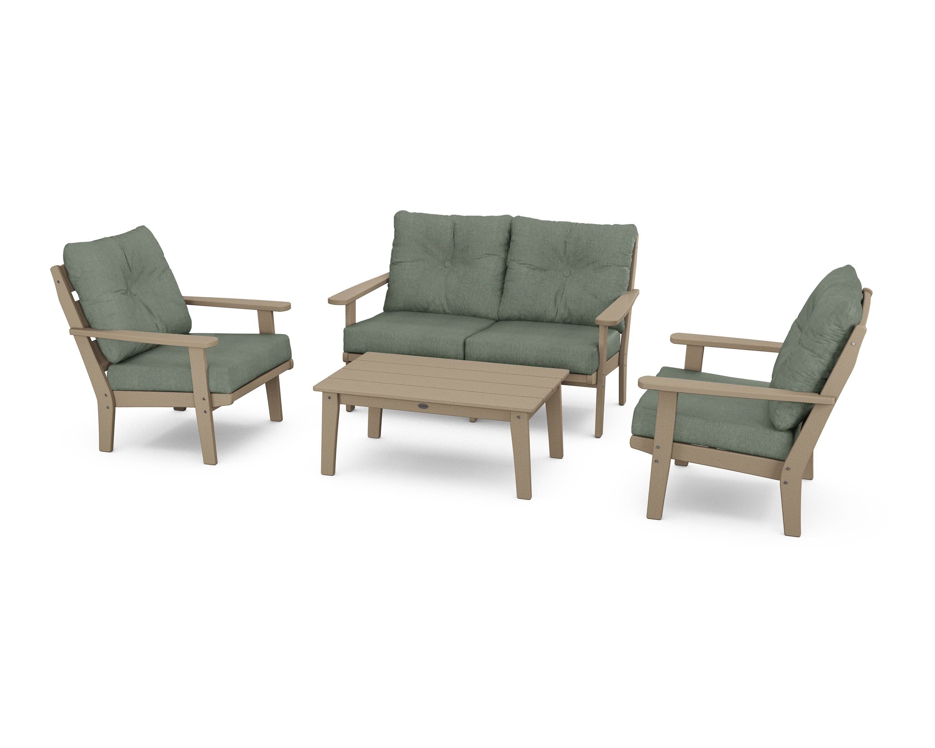 Lakeside 4-Piece Deep Seating Set in Vintage Sahara / Cast Sage