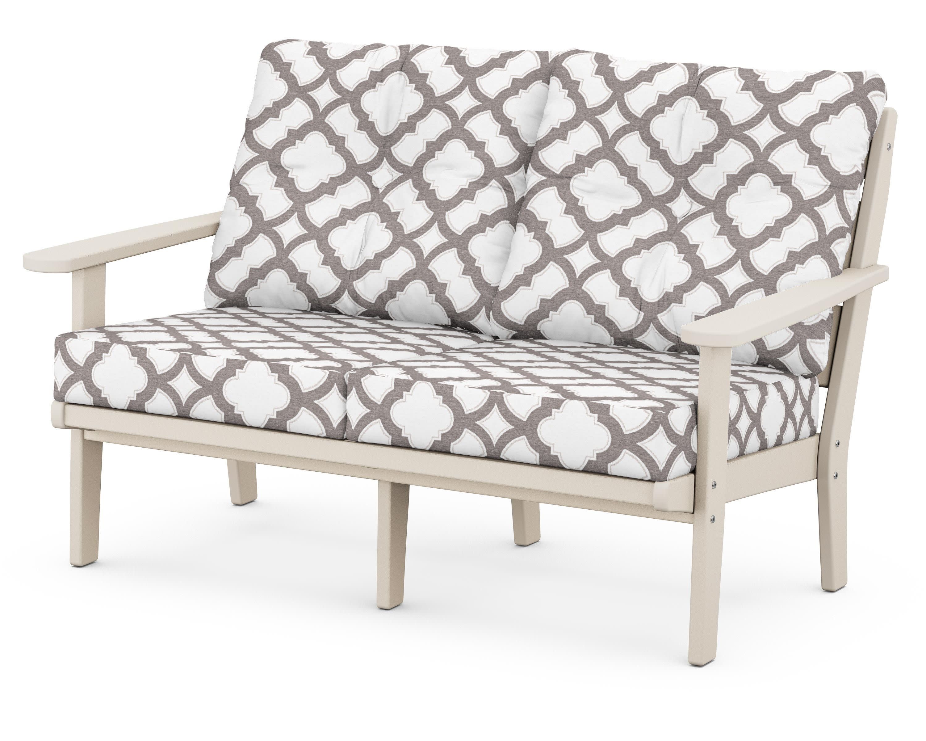 Lakeside Deep Seating Loveseat in Sand / Trellis Grey Mist