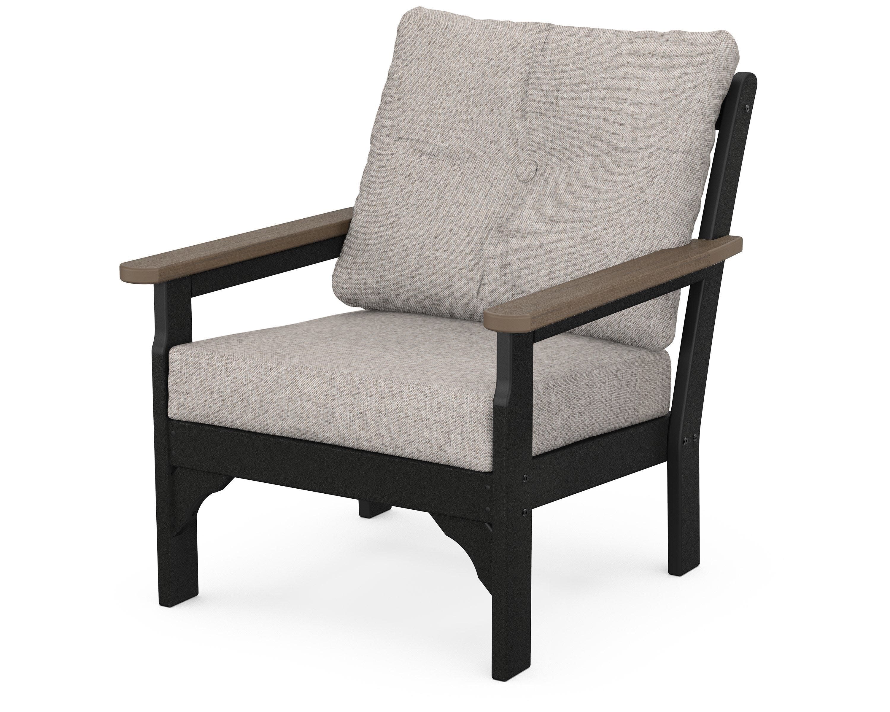 Vineyard Deep Seating Chair in Black / Kona / Weathered Tweed