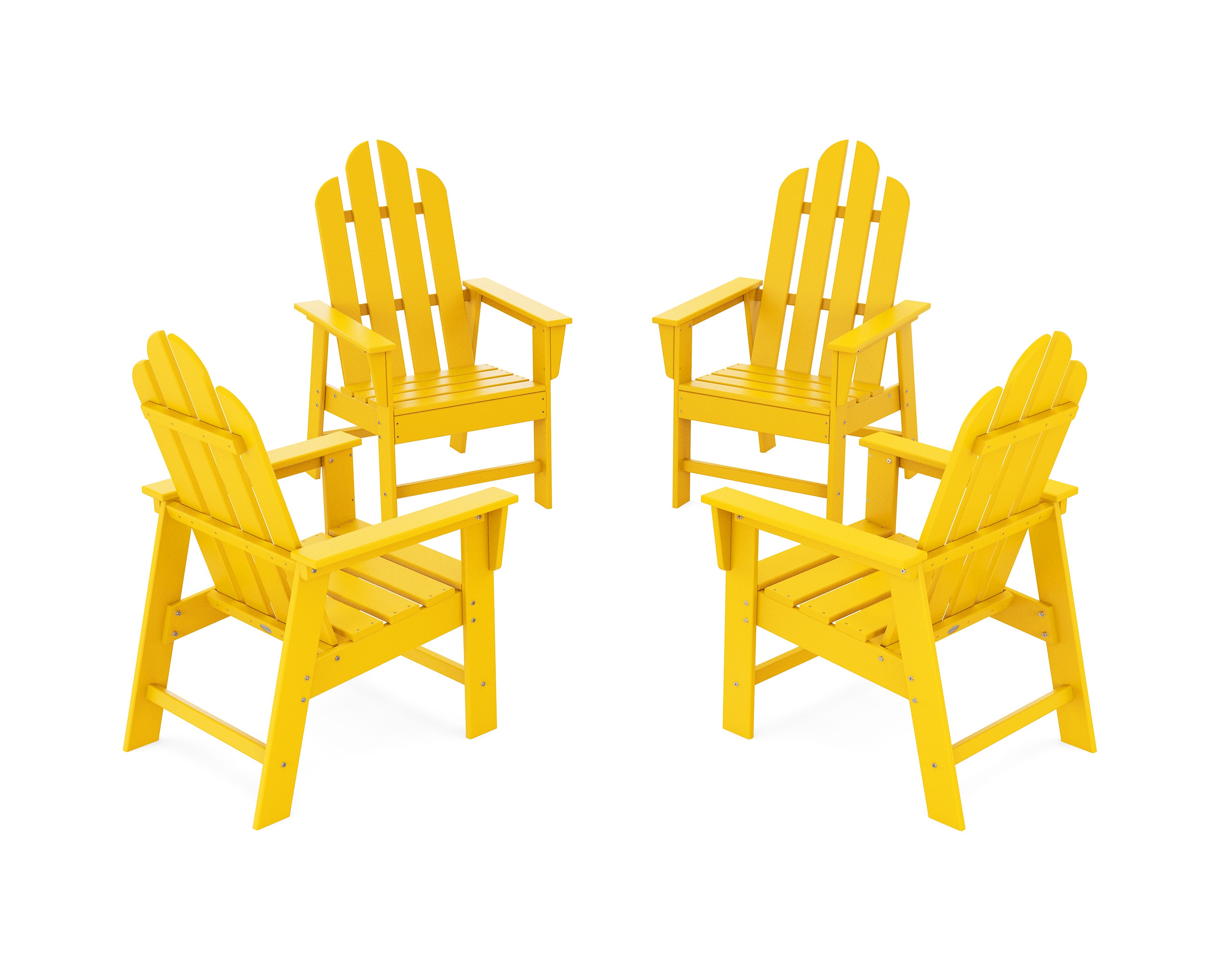 Long Island 4-Piece Upright Adirondack Conversation Set in Lemon