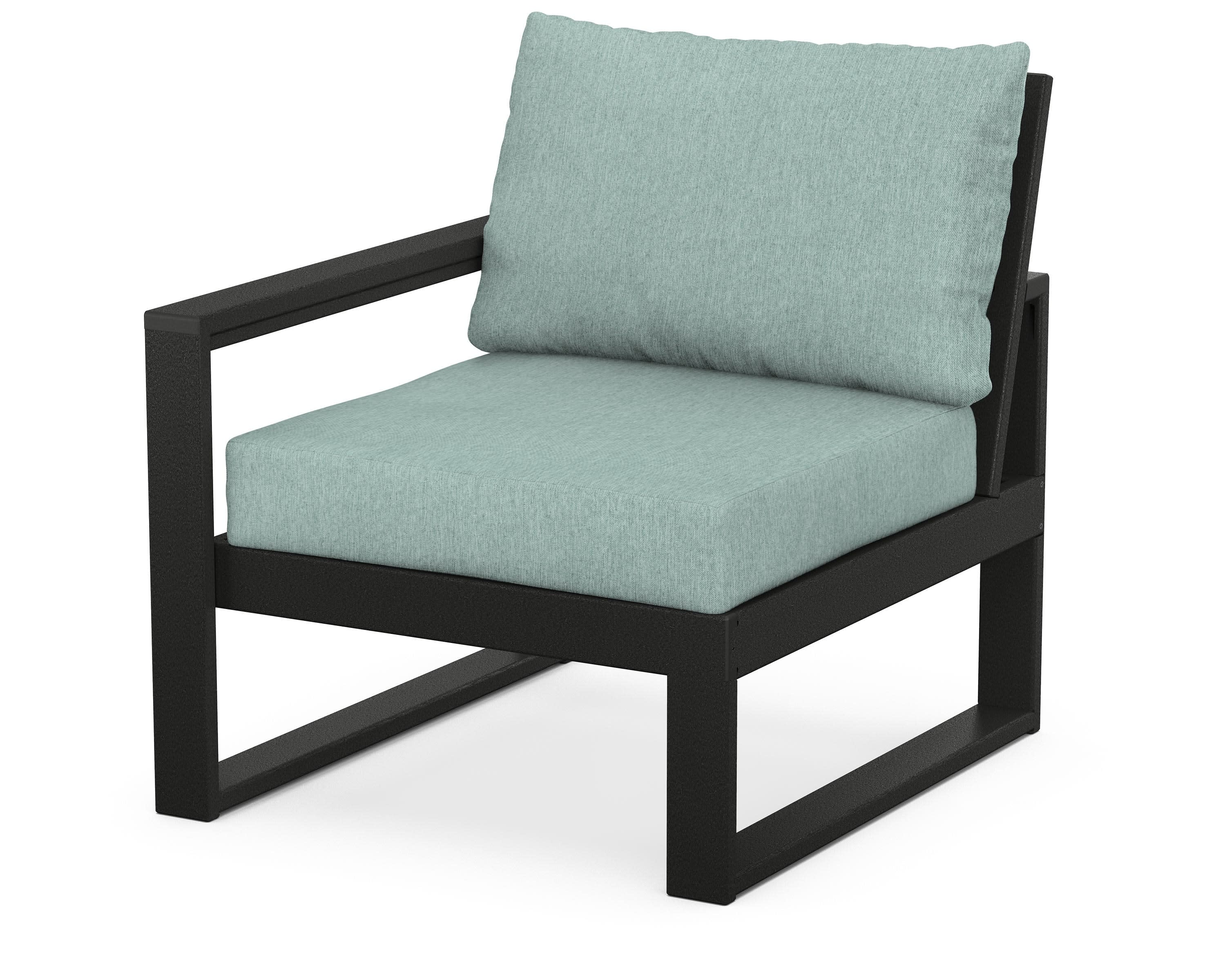 EDGE Modular Left Arm Chair in Black / Glacier Spa