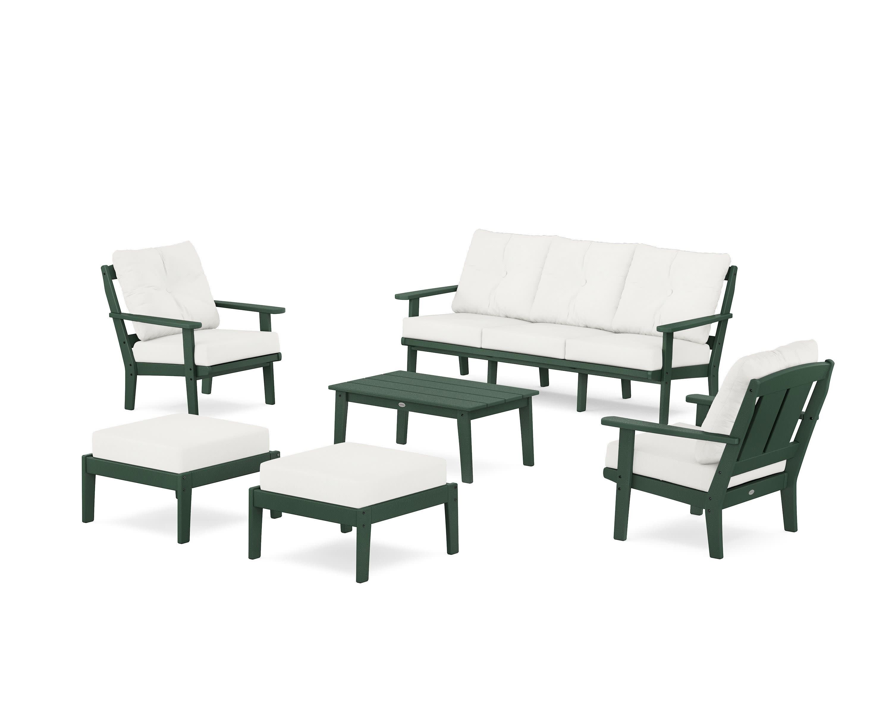 Mission 6-Piece Lounge Sofa Set in Green / Natural Linen