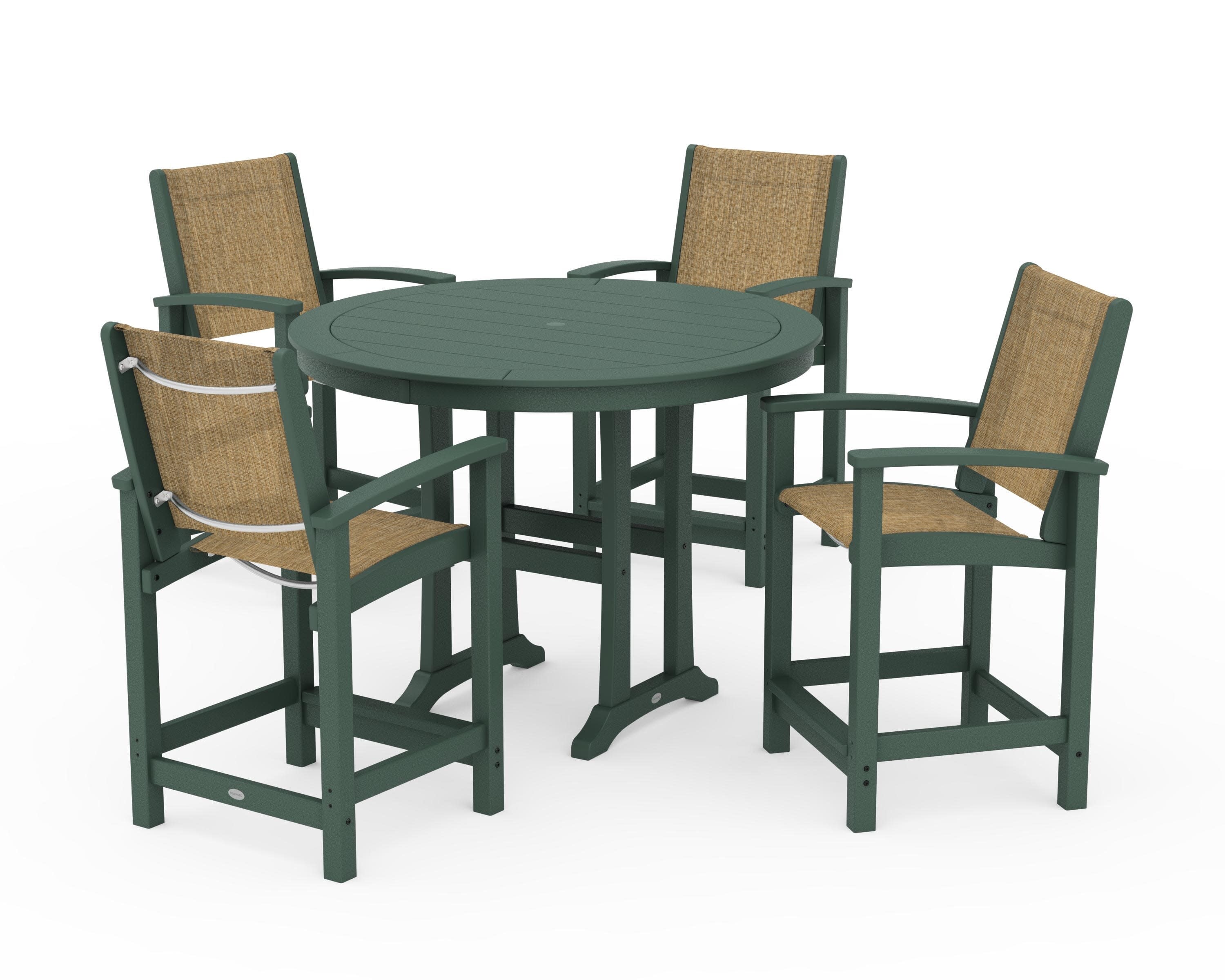 Coastal 5-Piece Counter Set in Green / Burlap Sling