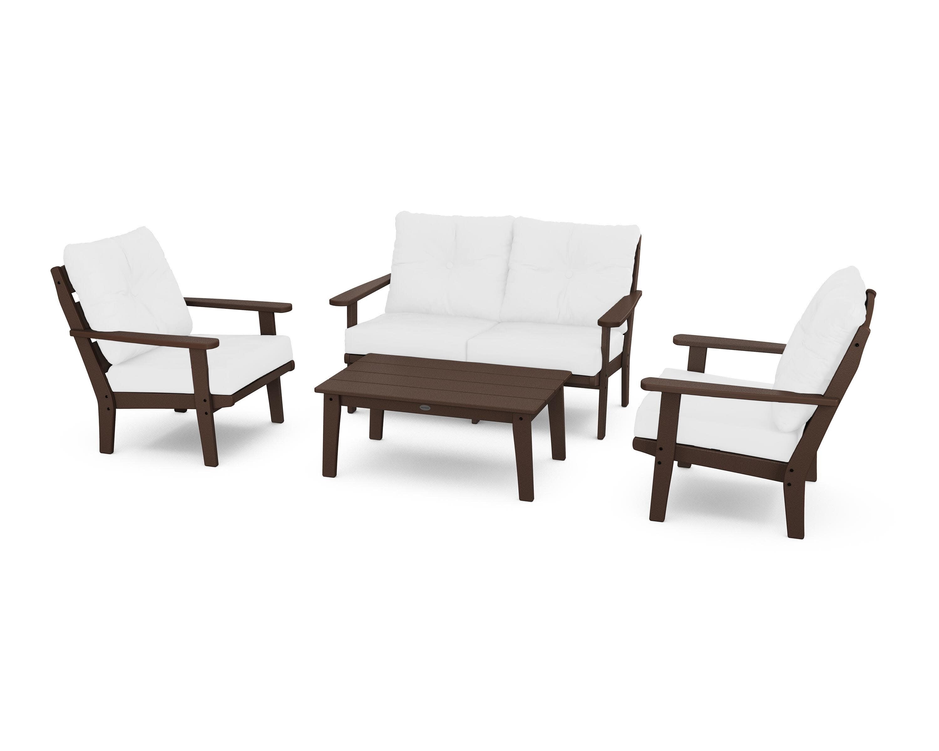 Lakeside 4-Piece Deep Seating Set in Mahogany / Natural