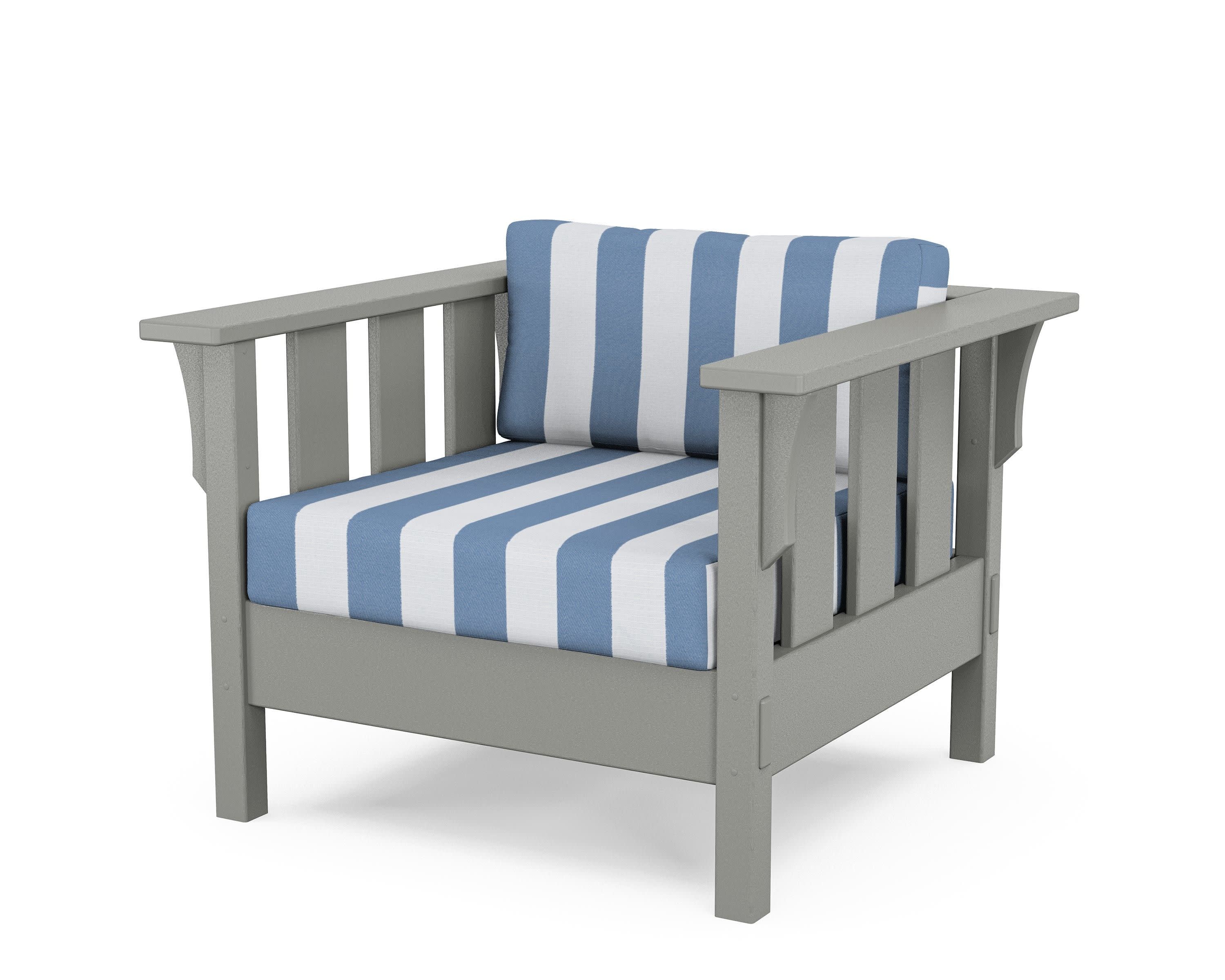 Acadia Deep Seating Chair in Slate Grey / Cabana Stripe Sky Blue