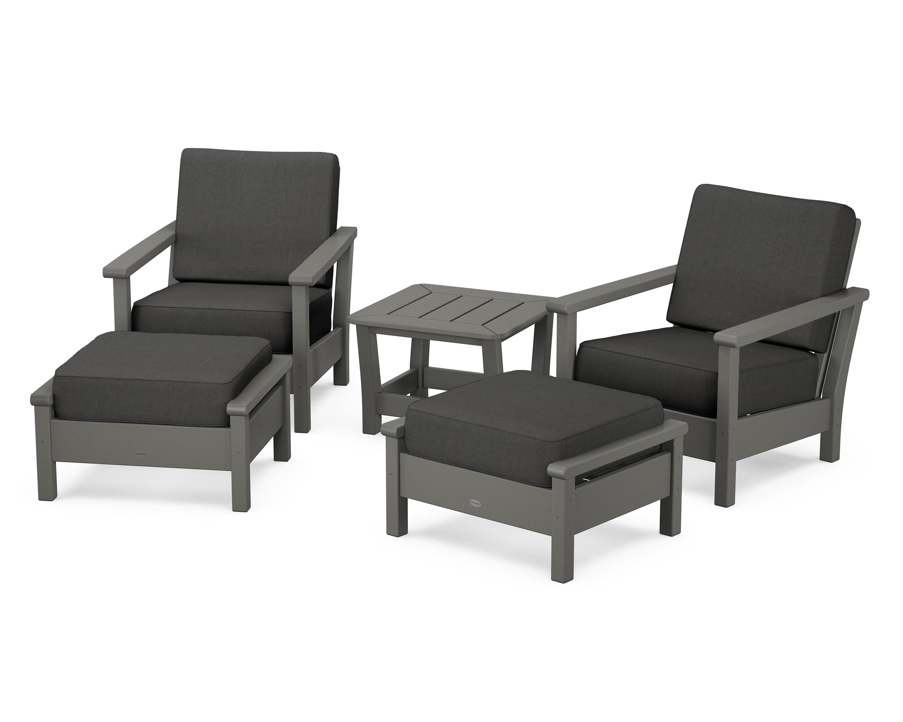 Harbour 5-Piece Deep Seating Chair Set in Slate Grey / Spectrum Carbon