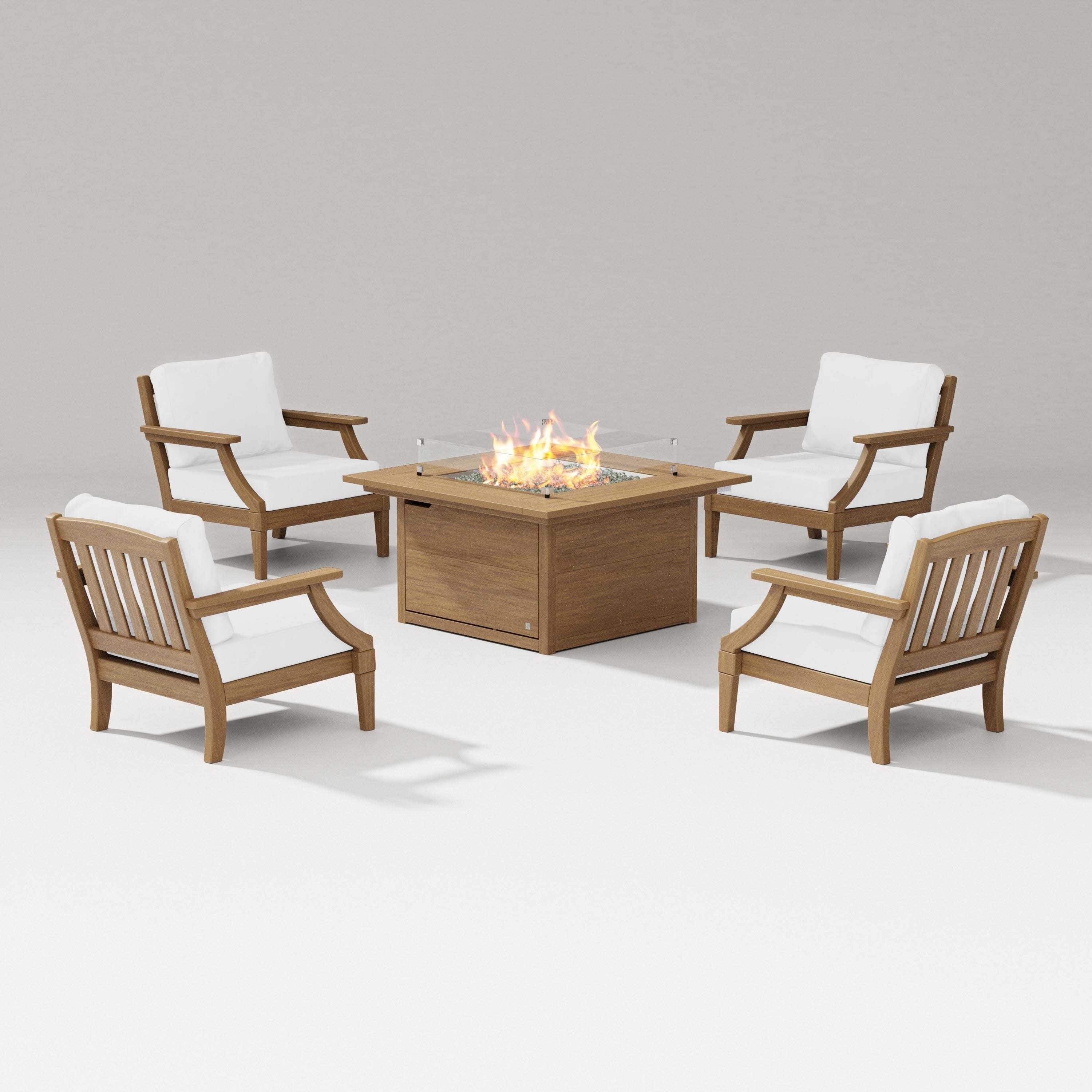 Estate 5-Piece Lounge Fire Table Set in Natural / Natural