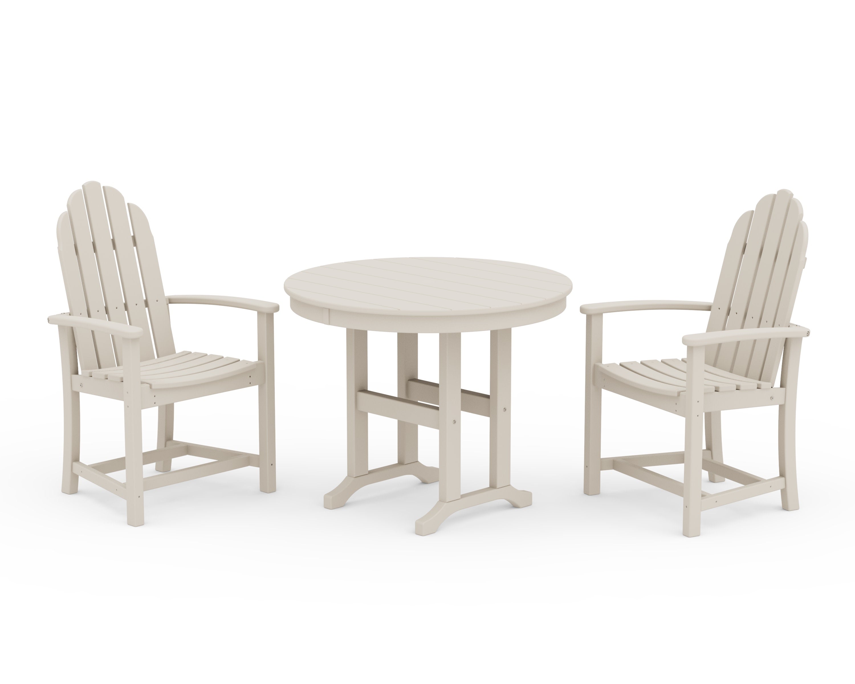 Classic Adirondack 3-Piece Round Dining Set in Sand