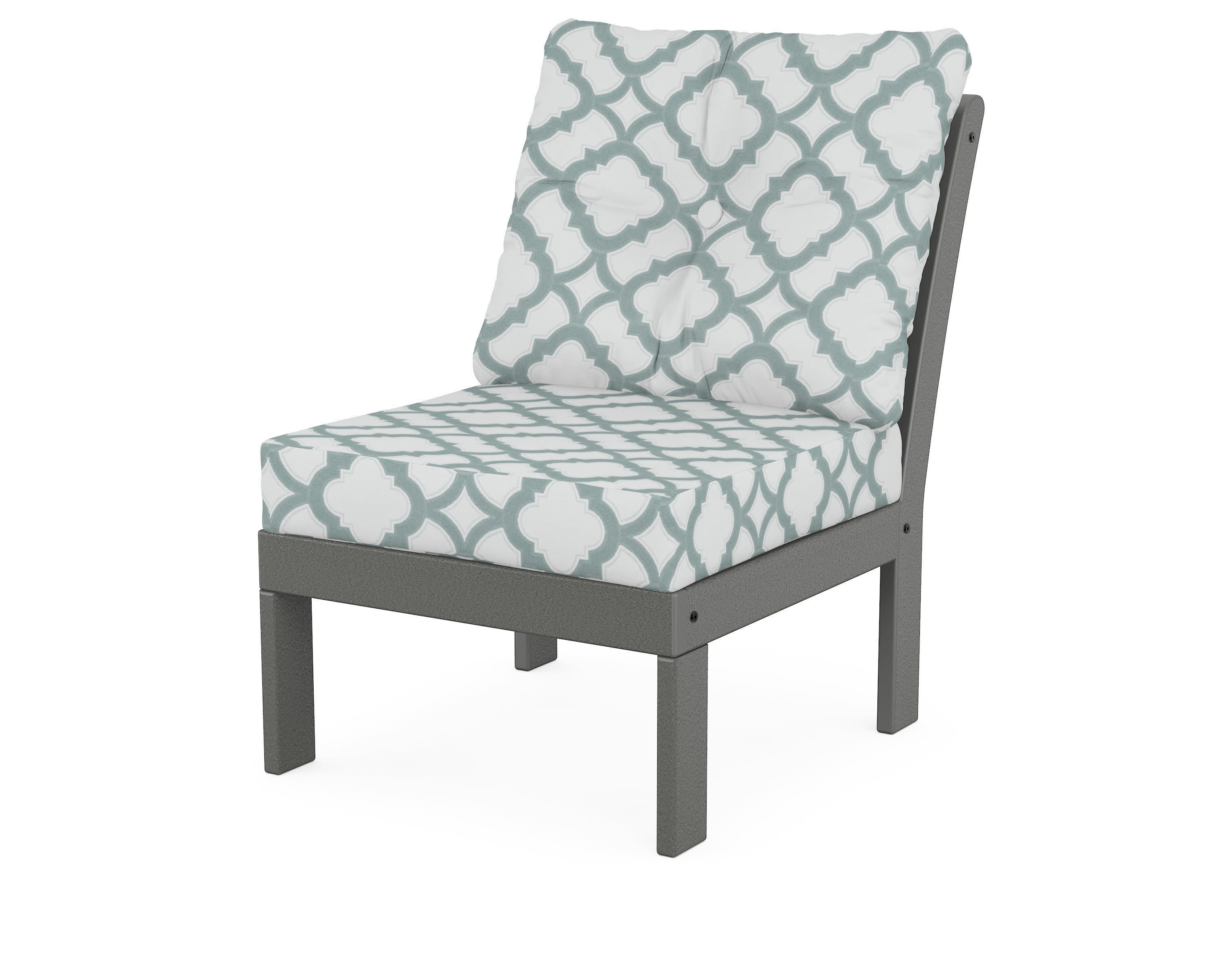 Vineyard Modular Armless Chair in Slate Grey / Trellis Glacier Spa