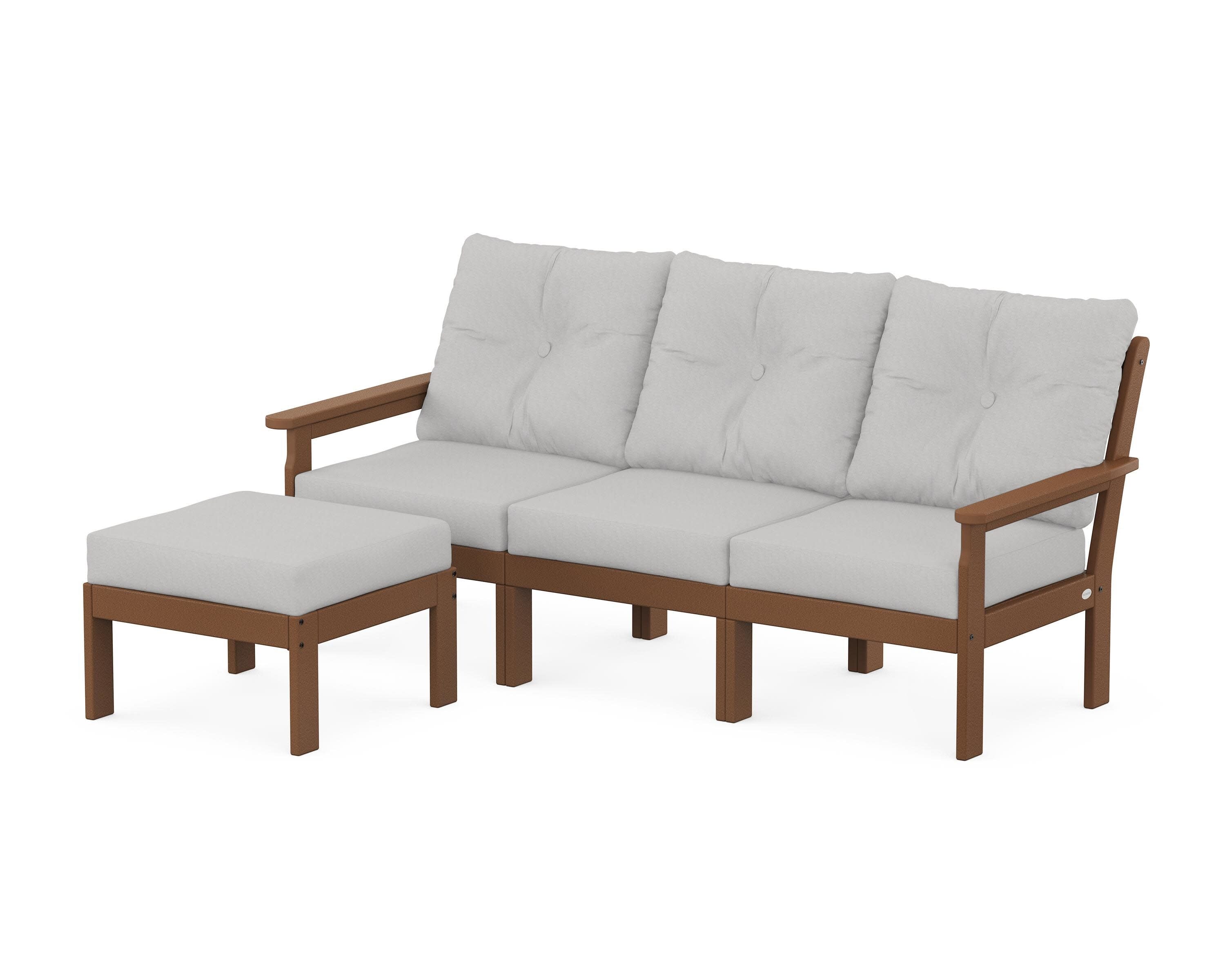 Vineyard 4-Piece Sectional with Ottoman in Teak / Diamond in the Rough