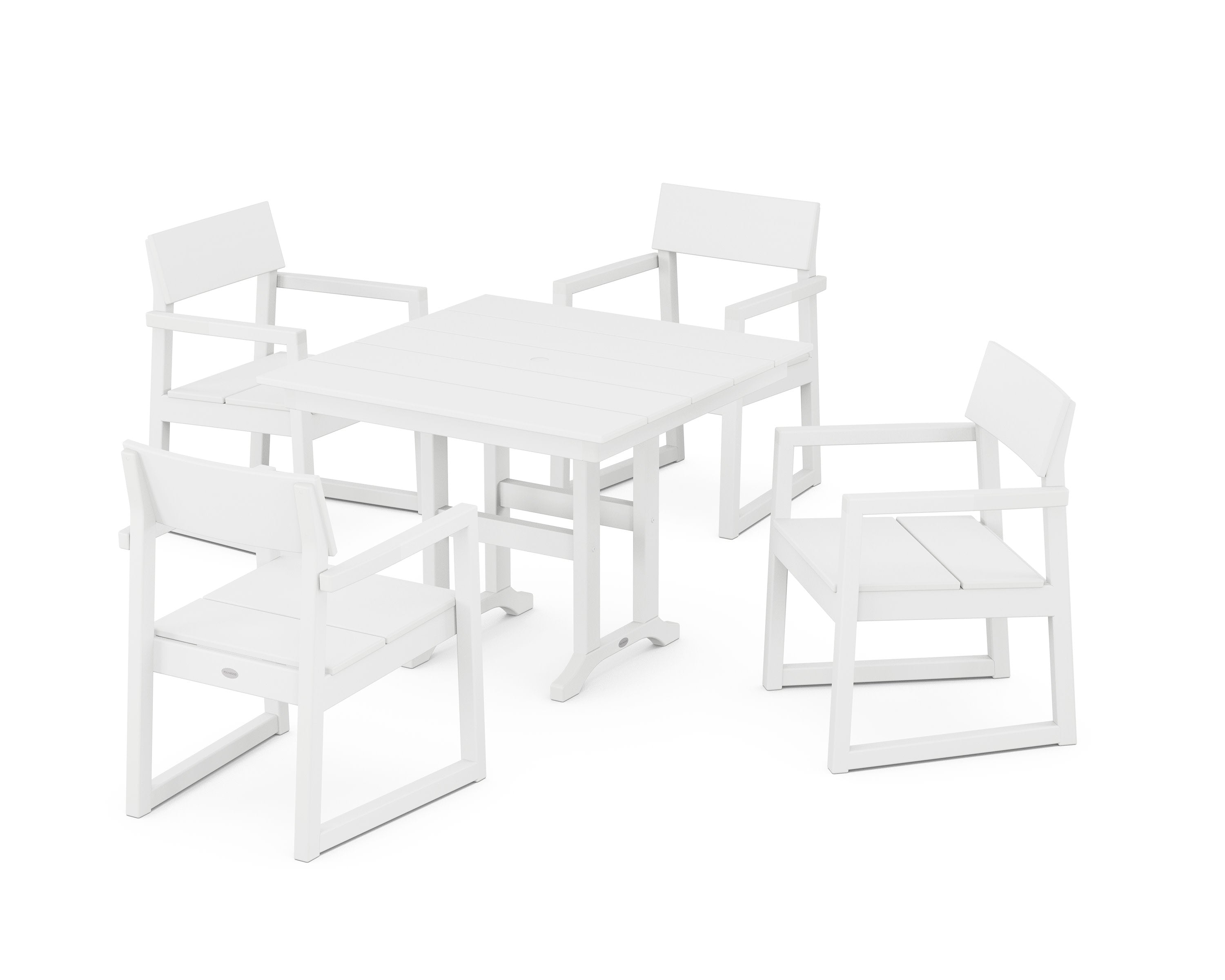 EDGE 5-Piece Farmhouse Dining Set in White