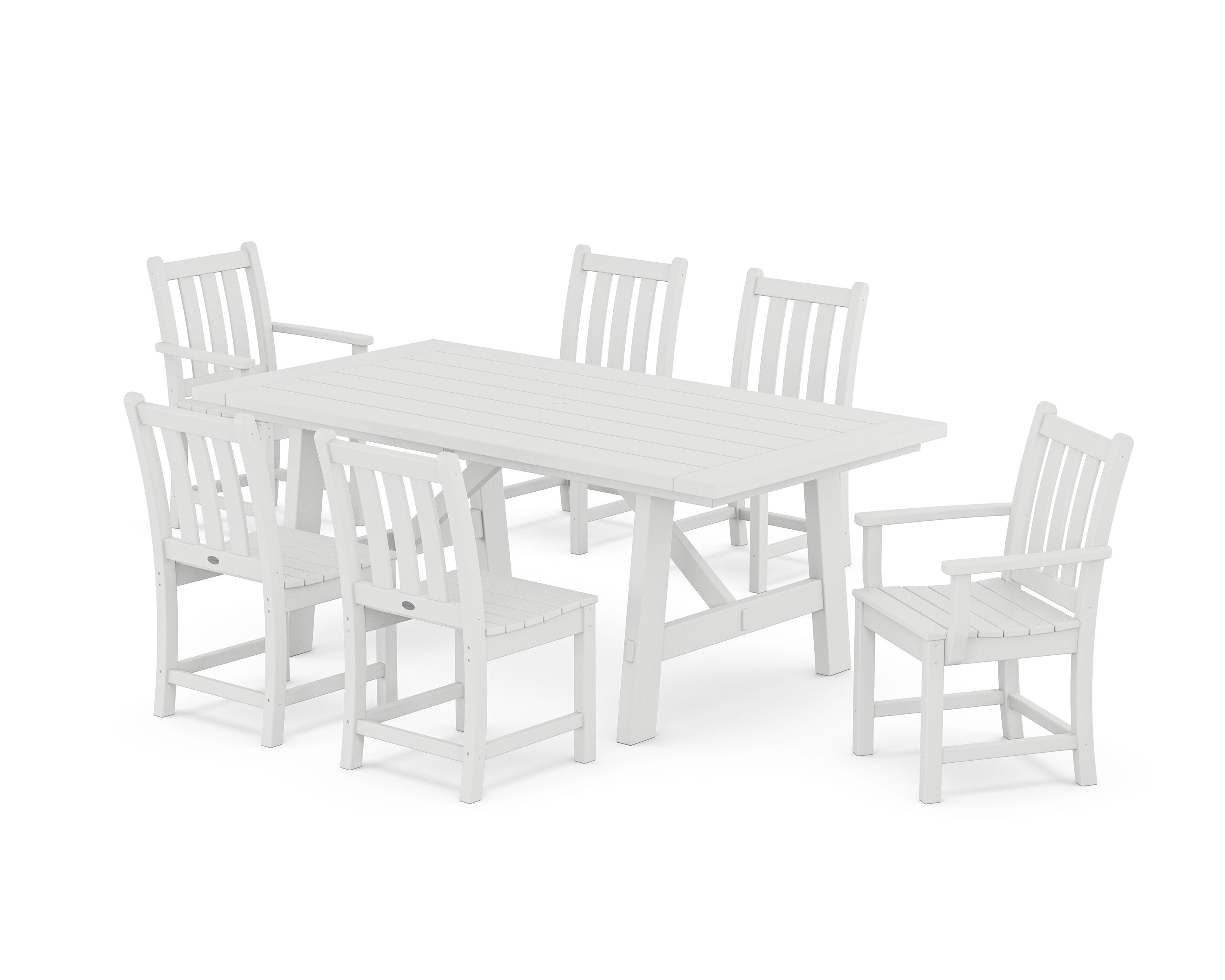 Traditional Garden 7-Piece Rustic Farmhouse Dining Set in White