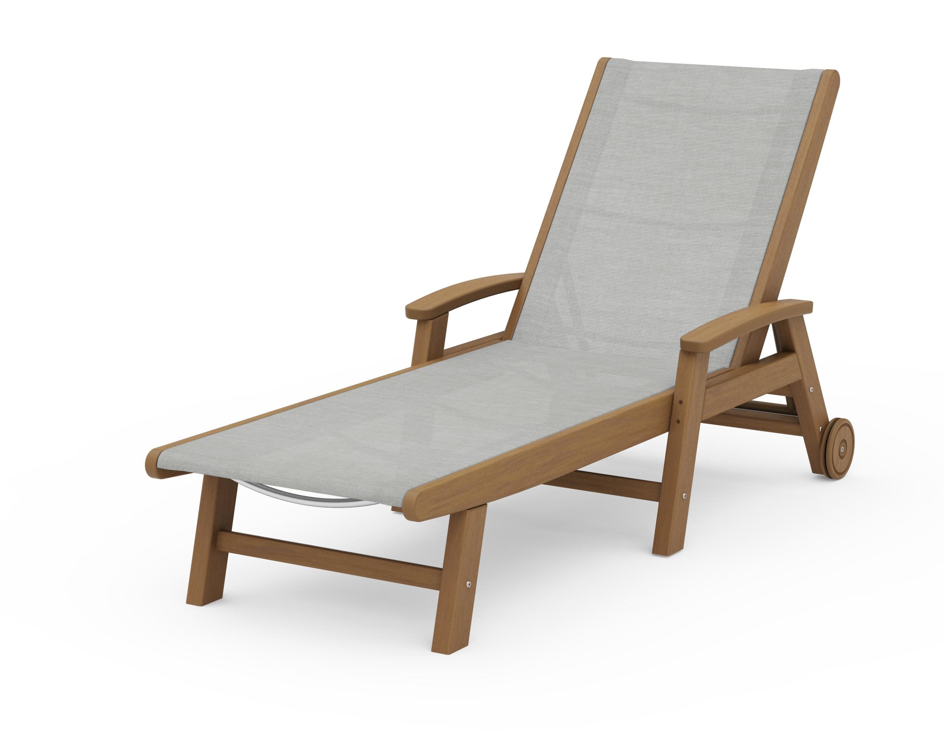 Coastal Chaise with Wheels in Natural / Metallic Sling