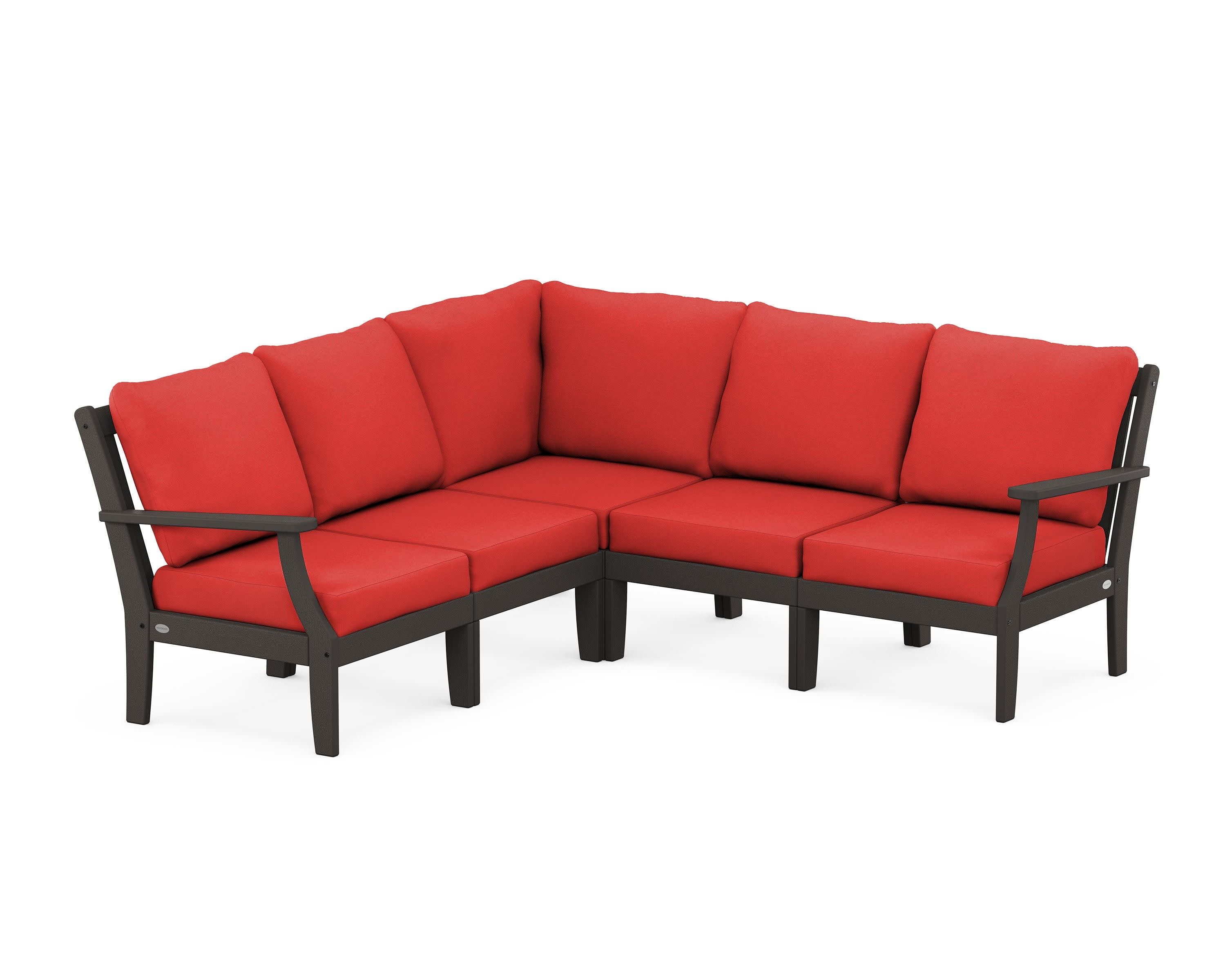 Braxton Modular 5-Piece Deep Seating Set in Vintage Coffee / Crimson Linen