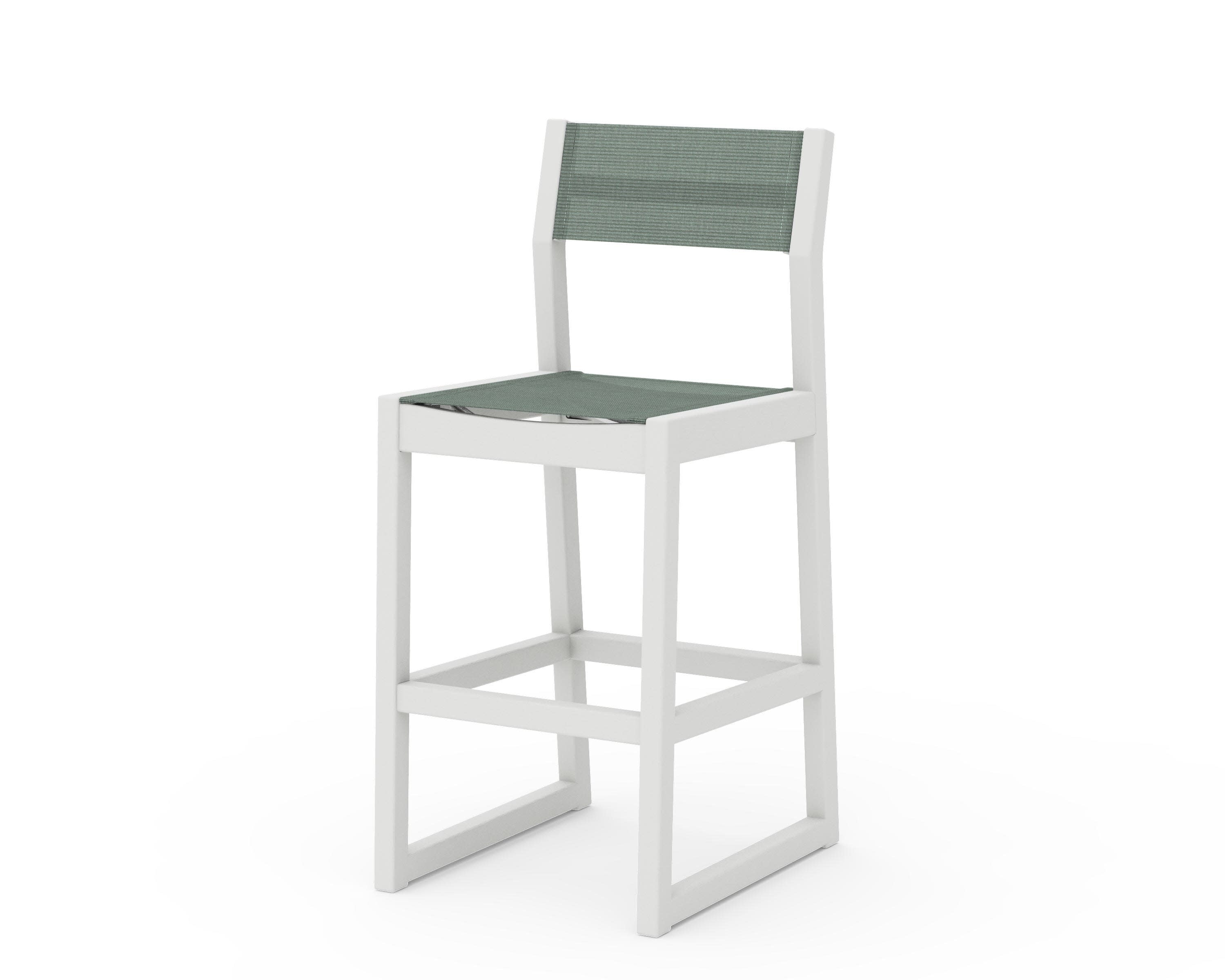 EDGE Sling Bar Side Chair in Vintage White / Dupioni Sea Mist Sling