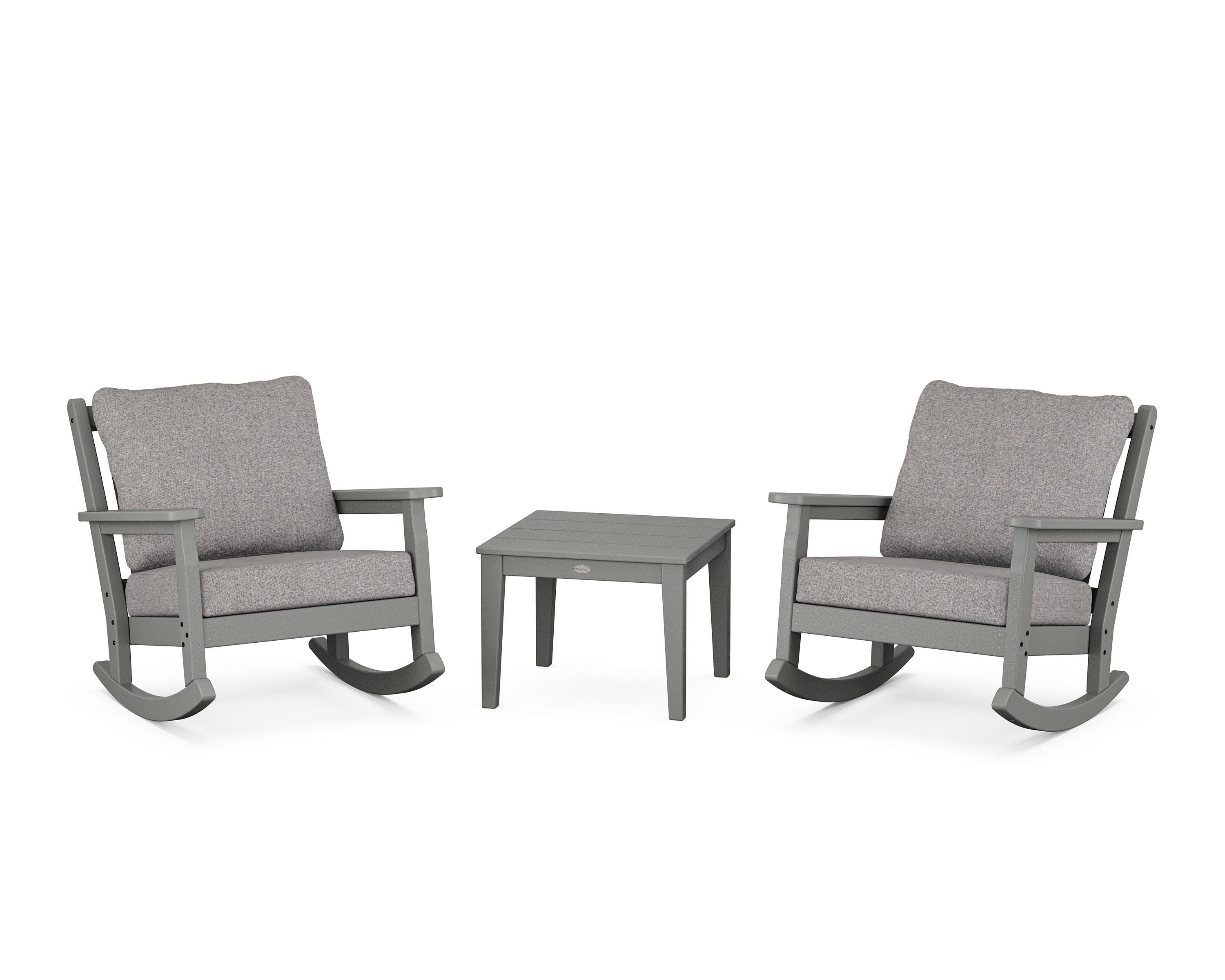 Chippendale 3-Piece Deep Seating Rocker Set in Slate Grey / Grey Mist