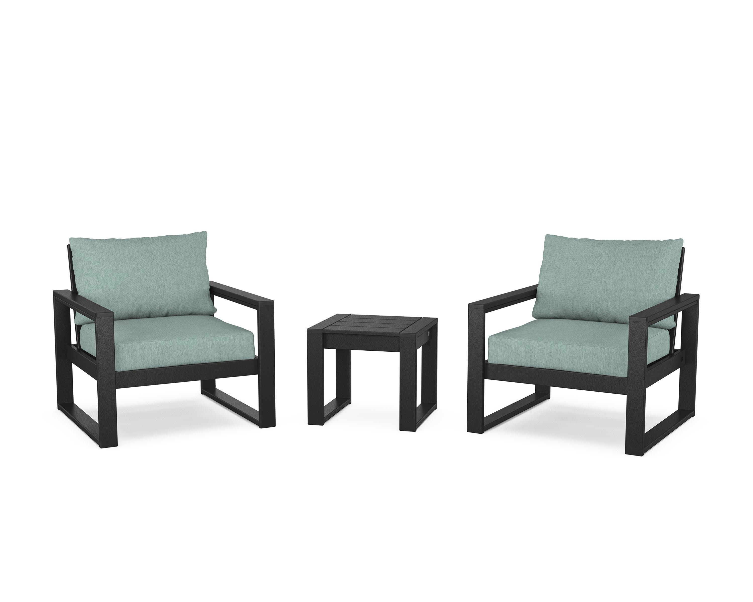 EDGE Sectional 3-Piece Deep Seating Set in Black / Glacier Spa