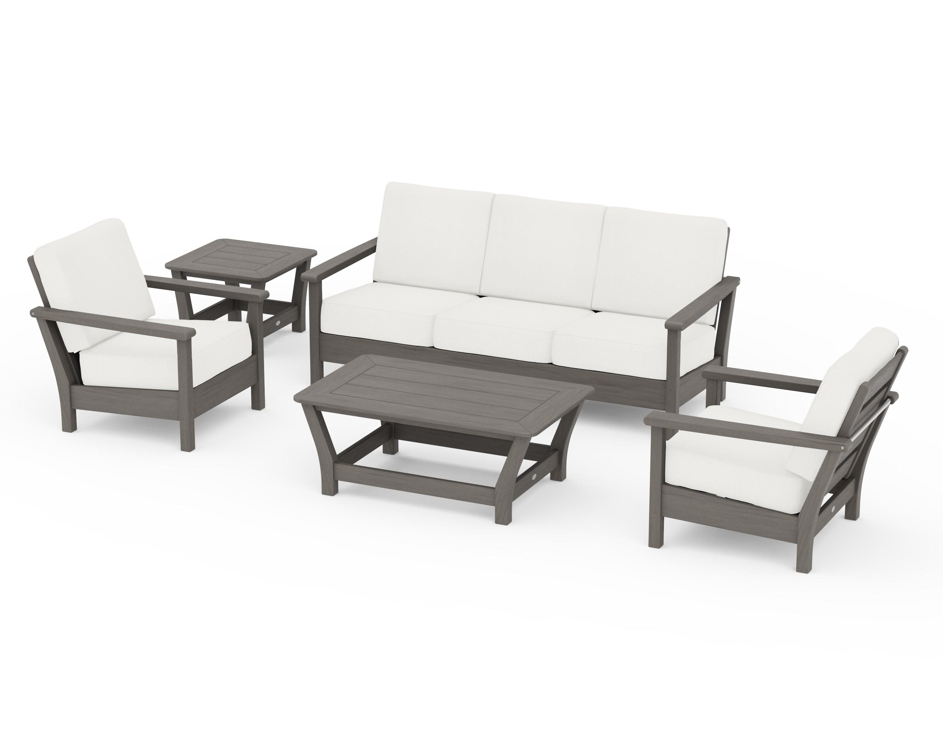 Harbour 5-Piece Deep Seating Set in Driftwood / Natural Linen