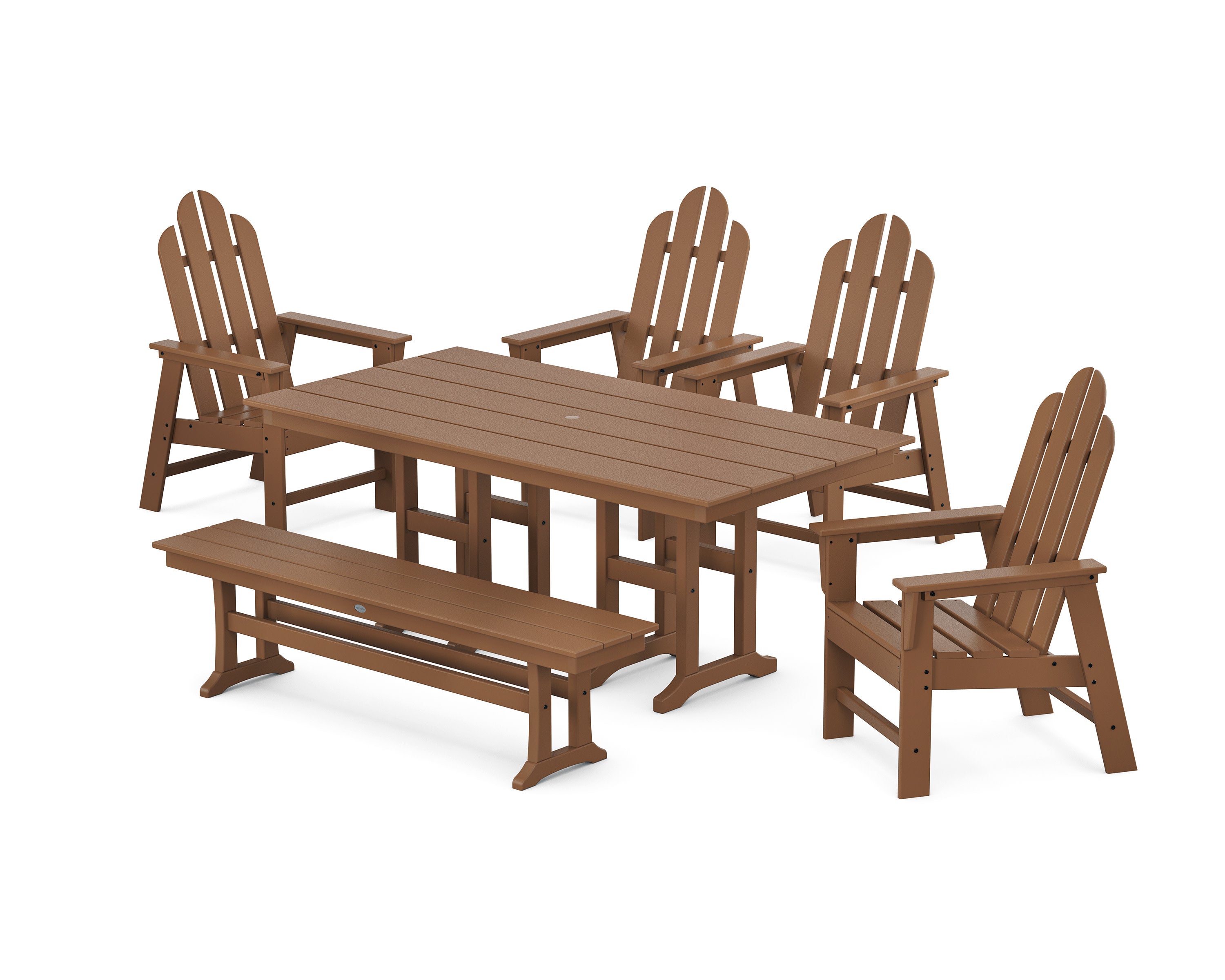 Long Island 6-Piece Farmhouse Dining Set with Bench in Teak