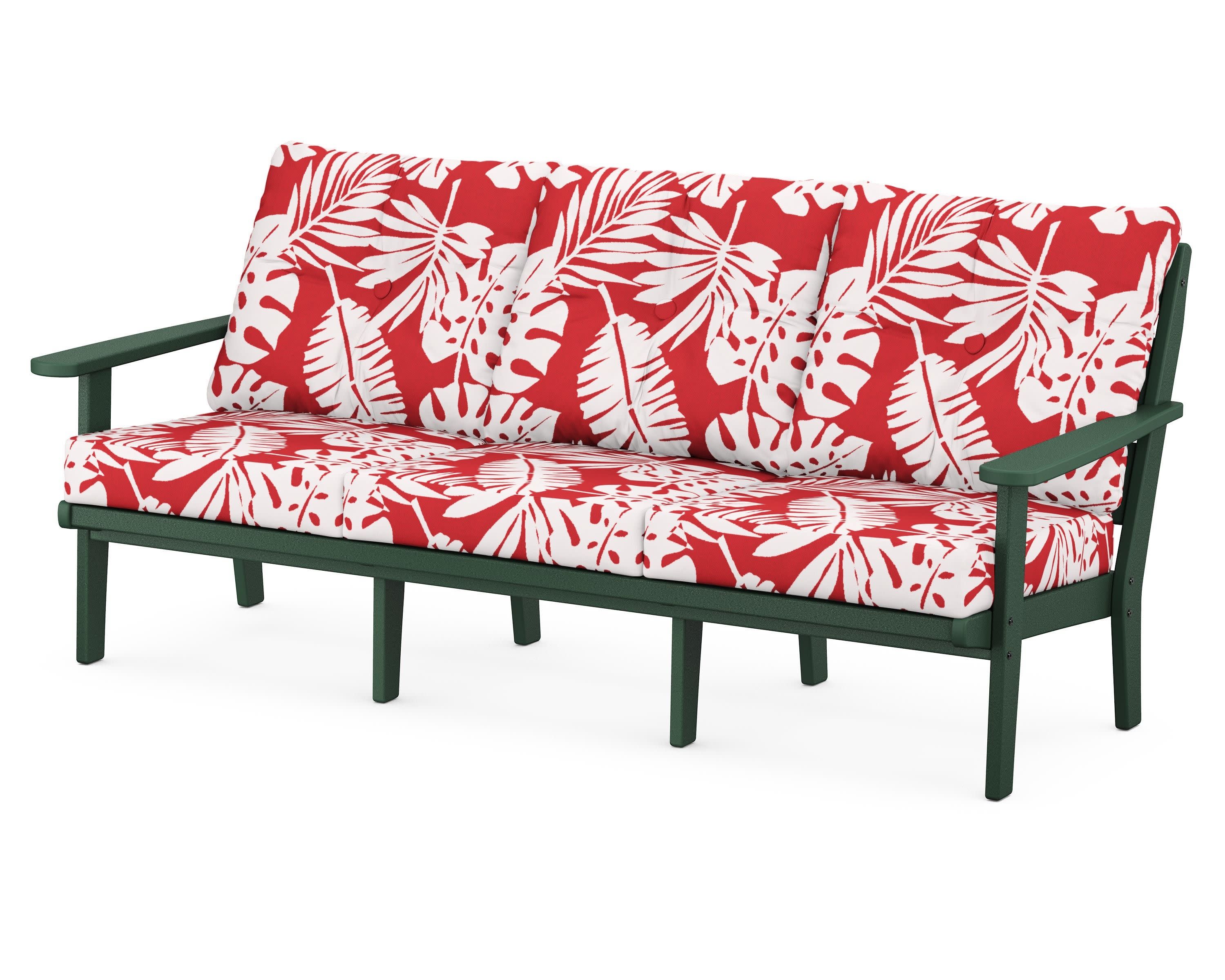 Lakeside Deep Seating Sofa in Green / Leaf Crimson