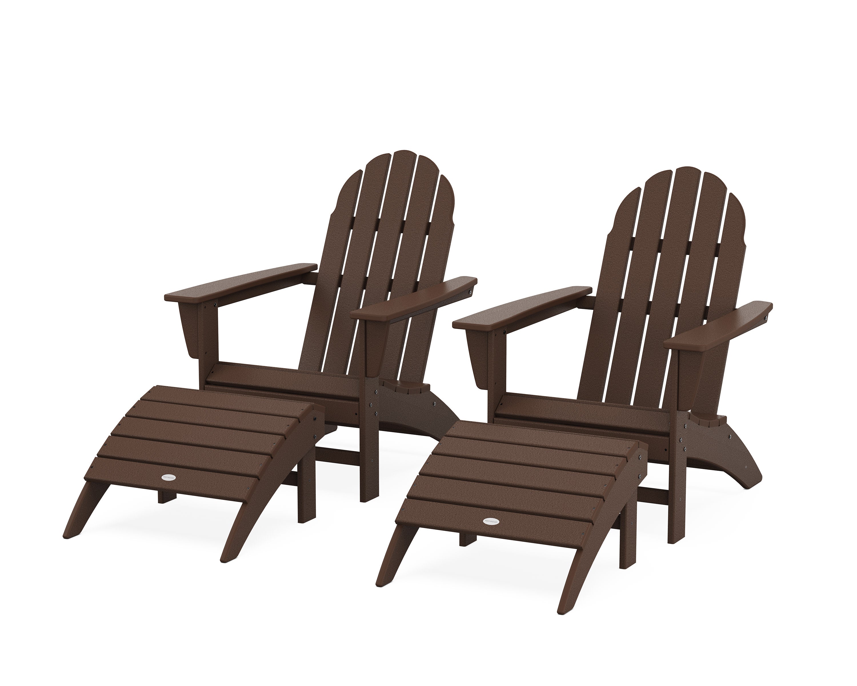 Vineyard Adirondack Chair 4-Piece Set with Ottomans in Mahogany