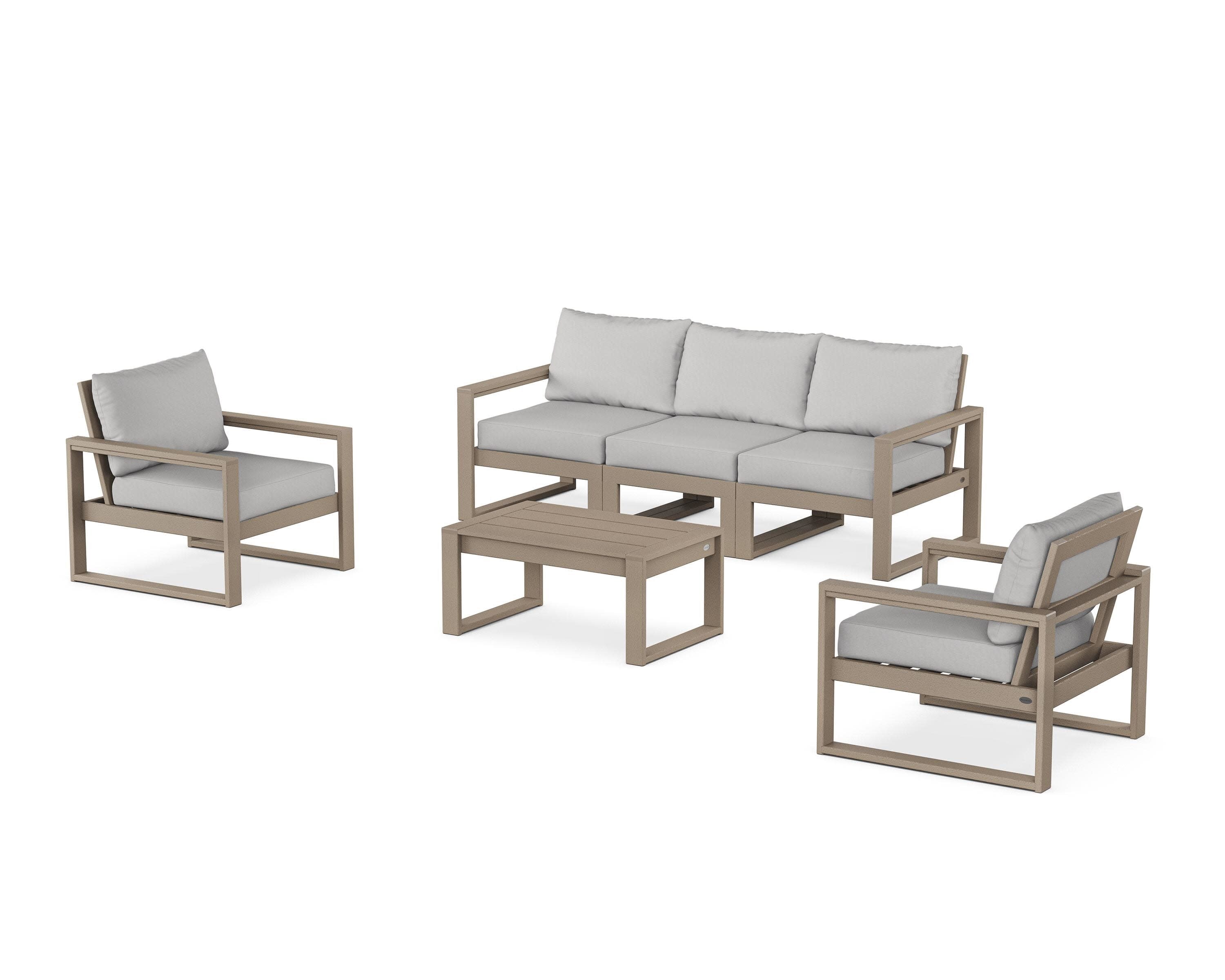 EDGE Sectional 4-Piece Deep Seating Set with Sofa in Vintage Sahara / Diamond in the Rough