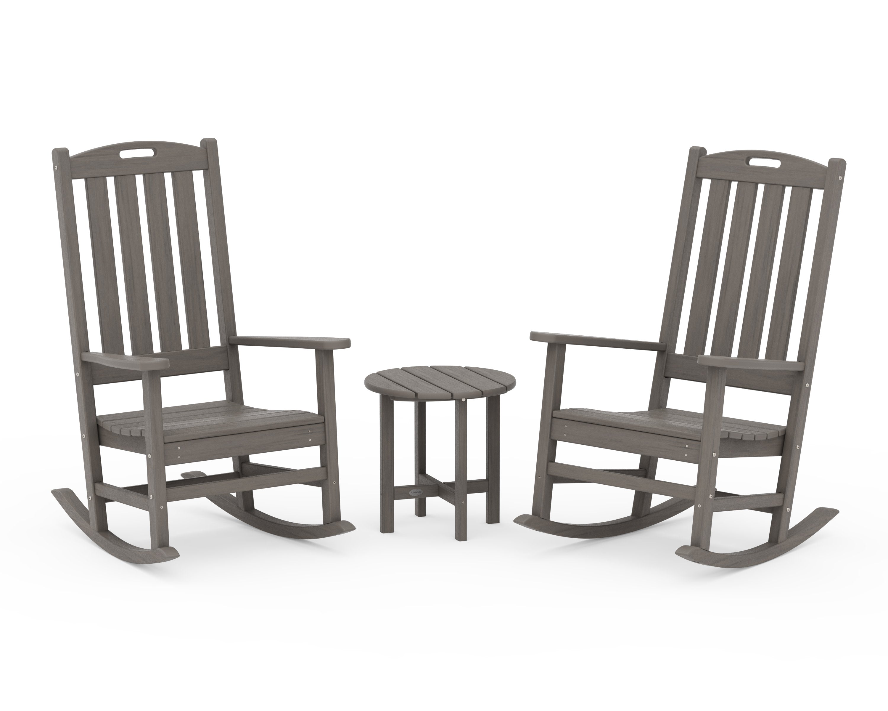 Nautical 3-Piece Porch Rocking Chair Set in Driftwood