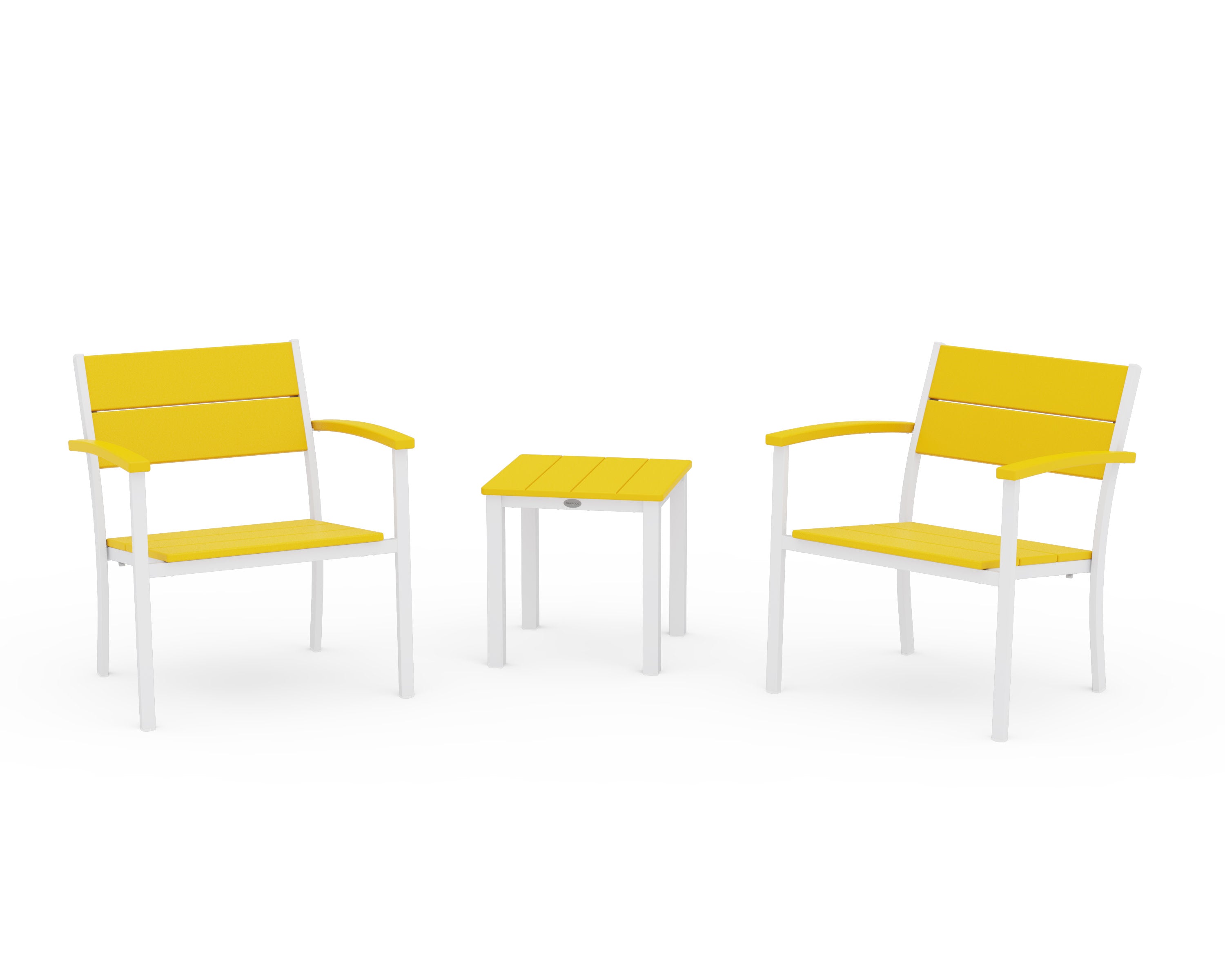 Main Street 3-Piece Lounge Chair Set in White / Lemon
