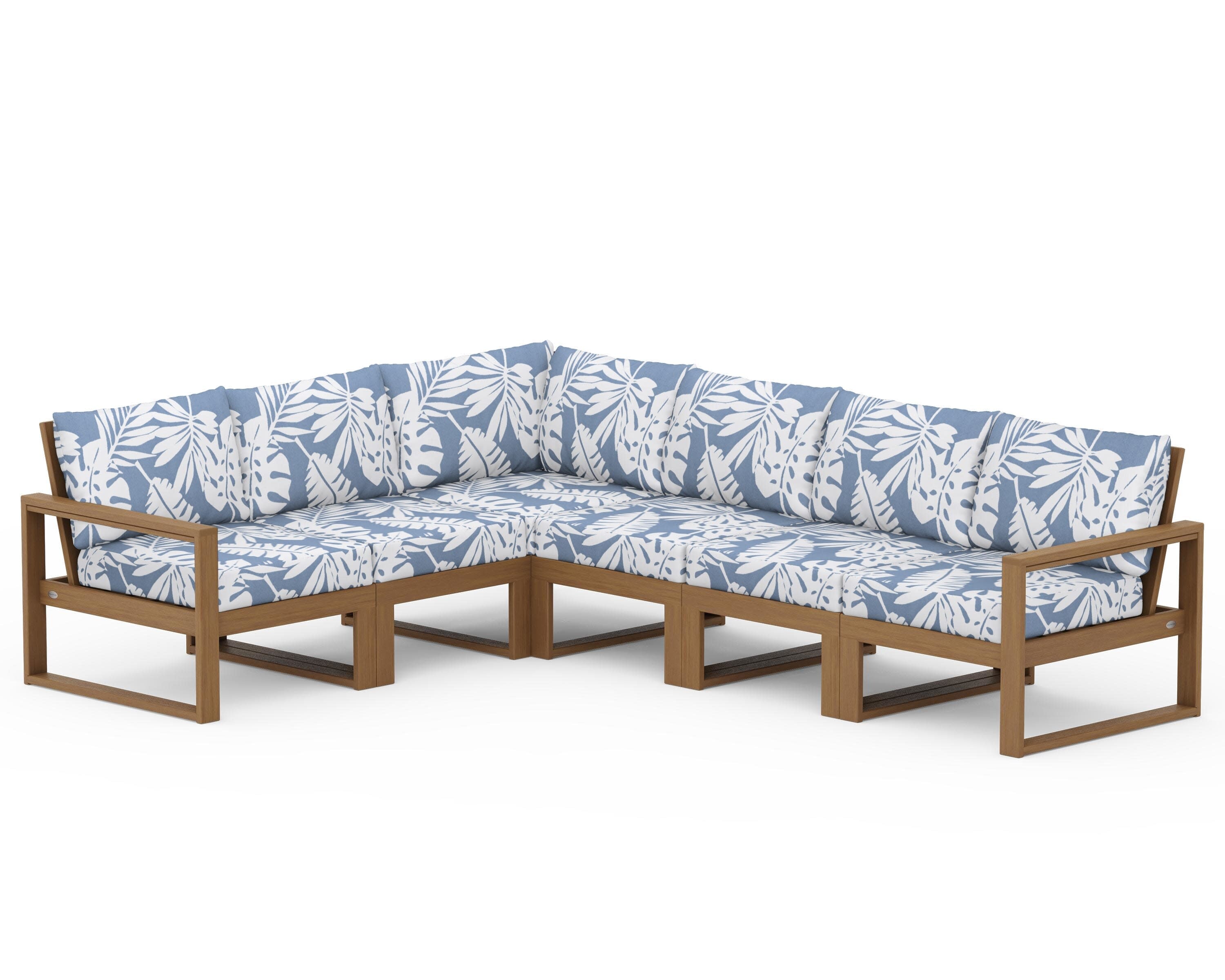 EDGE 6-Piece Modular Deep Seating Set in Natural / Leaf Sky Blue
