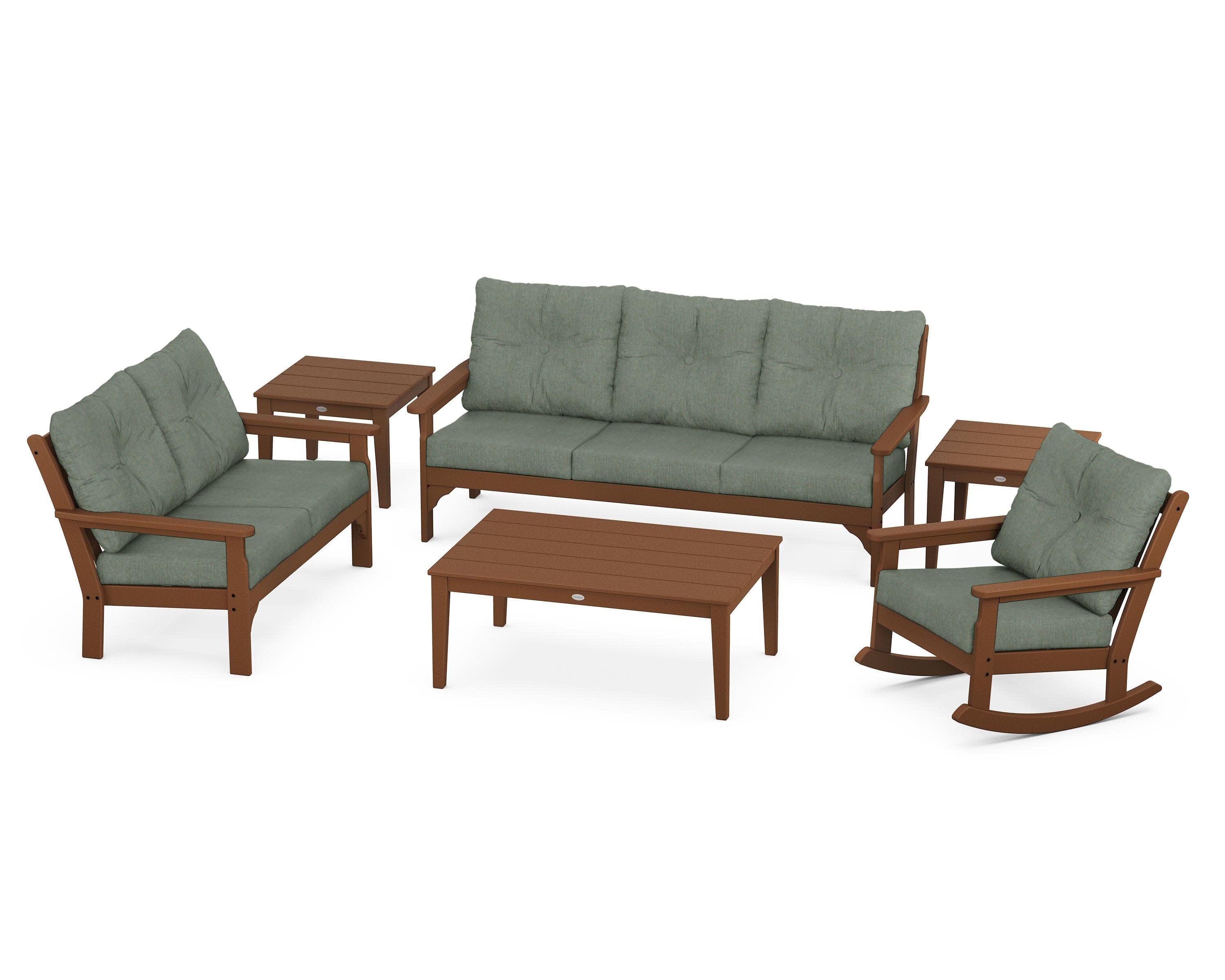 Vineyard 6-Piece Deep Seating Set in Teak / Cast Sage