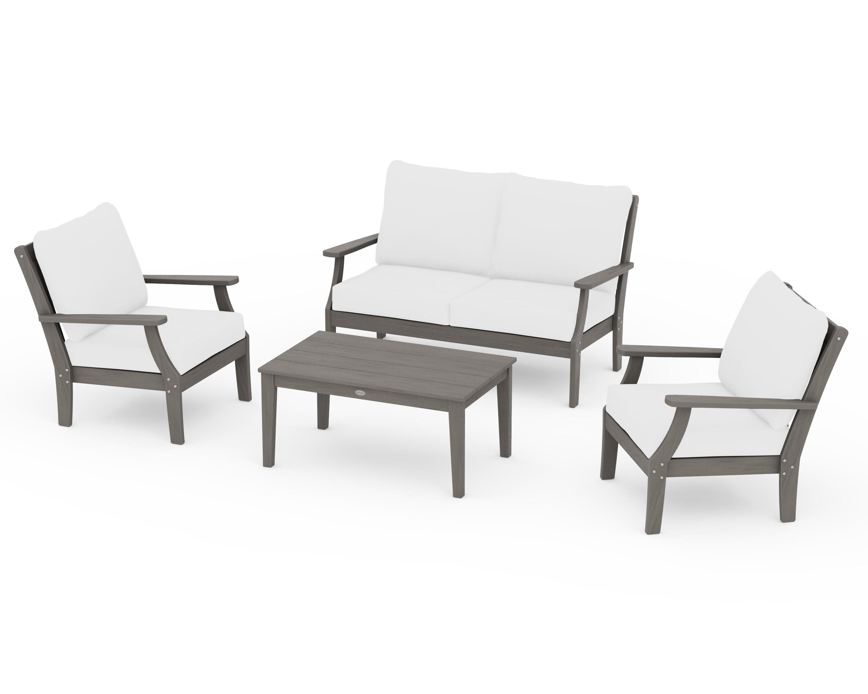 Braxton 4-Piece Deep Seating Chair Set in Driftwood / Natural