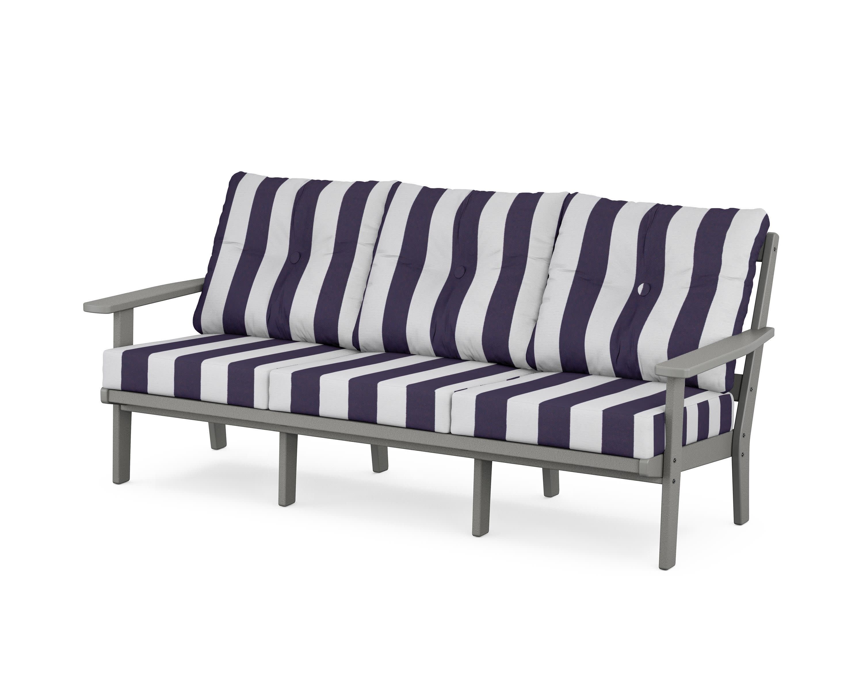 Oxford Deep Seating Sofa in Slate Grey / Cabana Stripe Navy