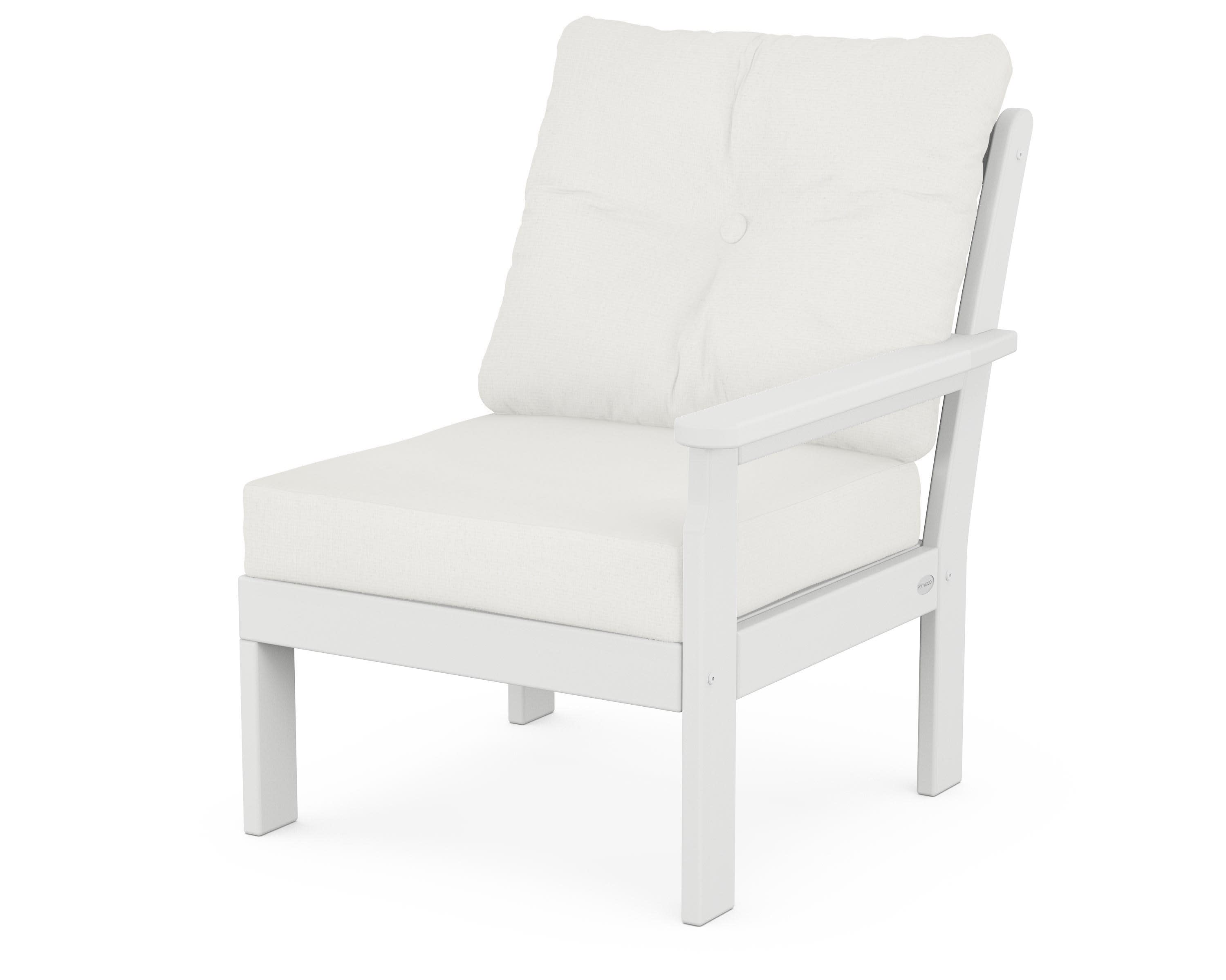 Vineyard Modular Right Arm Chair in White / Natural Linen